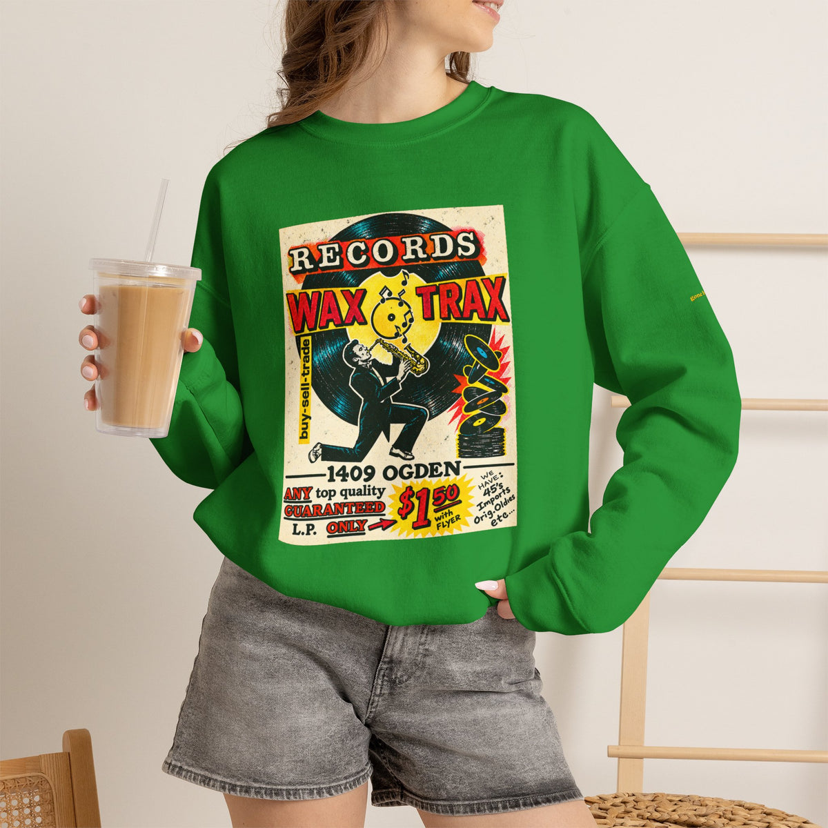 Wax Trax original old school flyer  | Native303 Sweatshirt