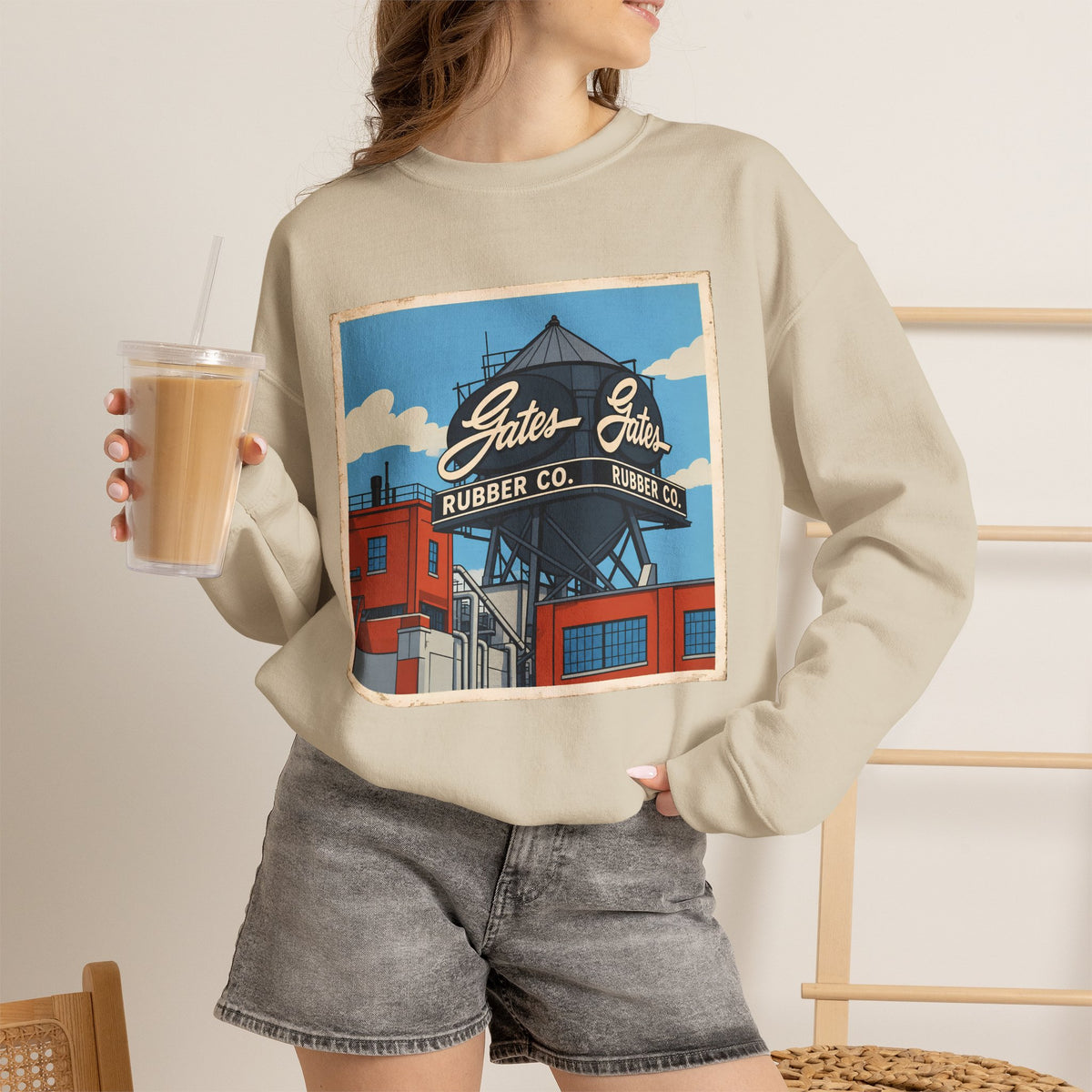 Gate's Rubber Company water tower - cartoon style | Native303 Sweatshirt