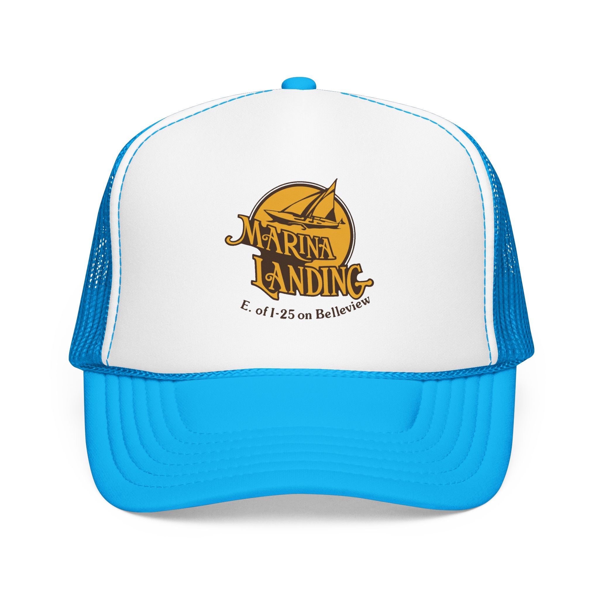 Marina Landing Trucker Hat — Vintage Sailboat Foam Cap