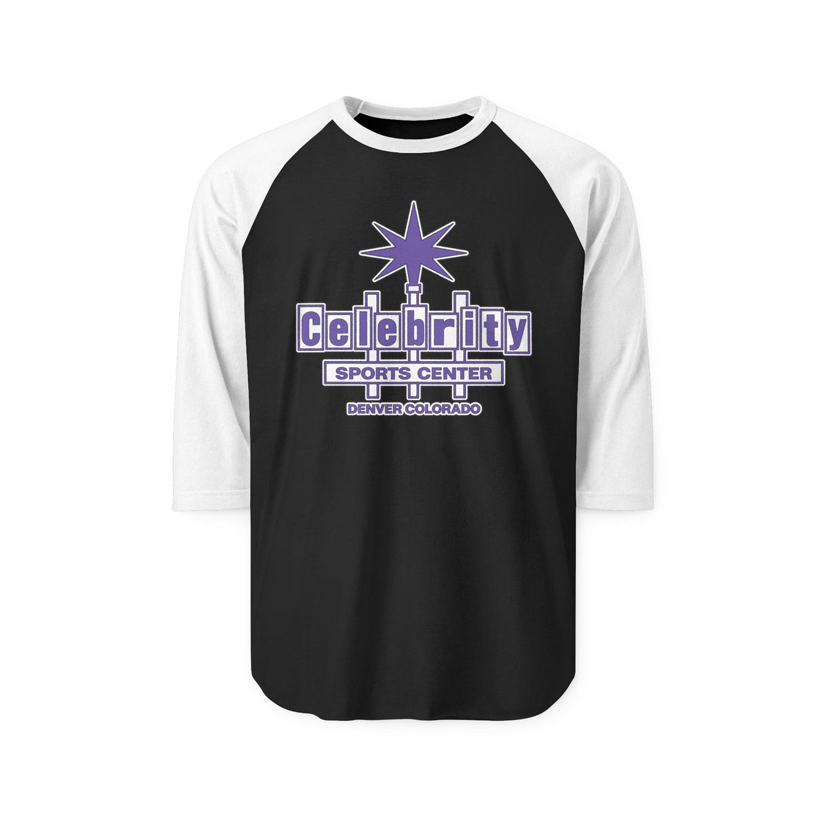 CELEBRITY SPORTS CENTER PURPLE | Retro Baseball Tee