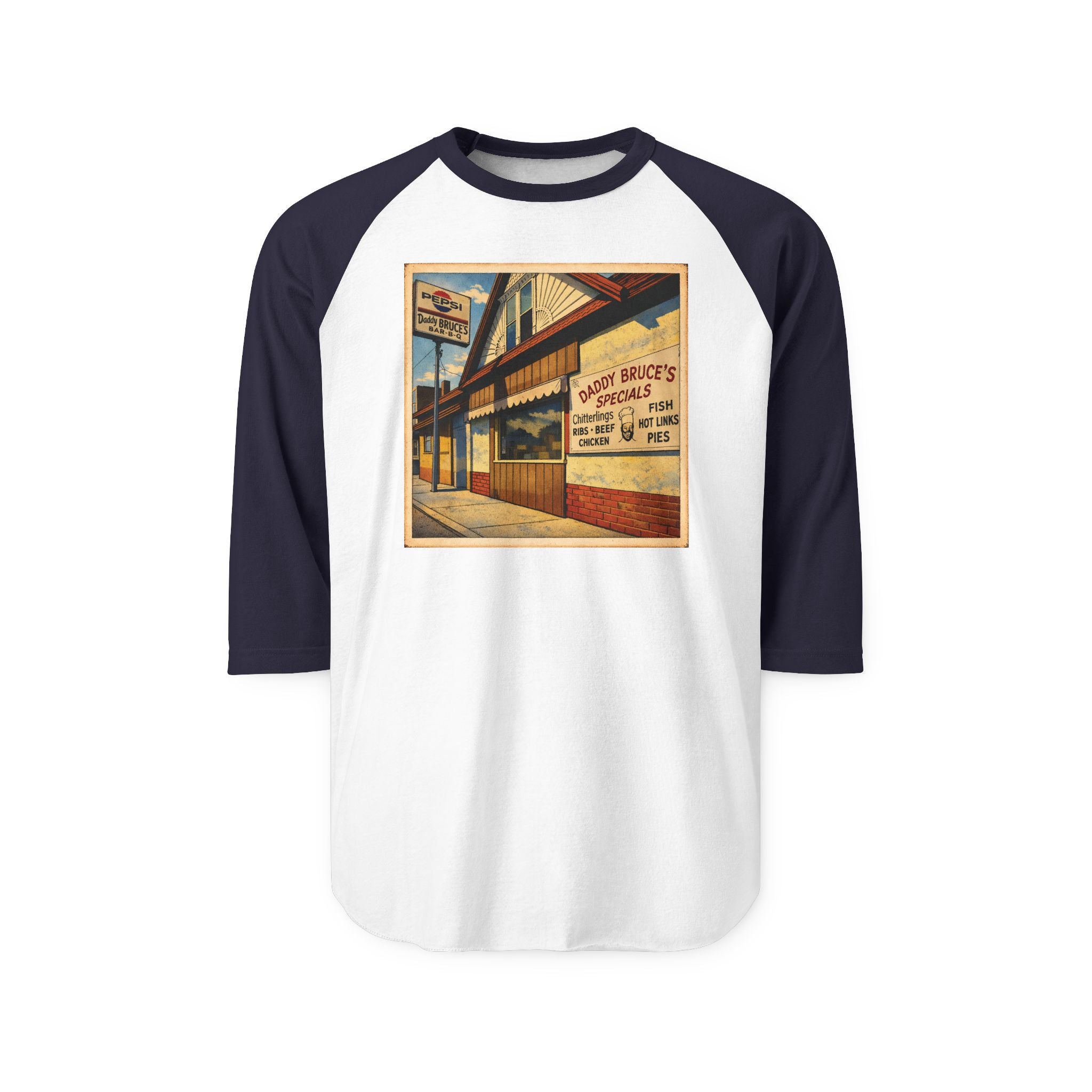 DADDY BRUCE'S BAR B Q | Retro Baseball Tee