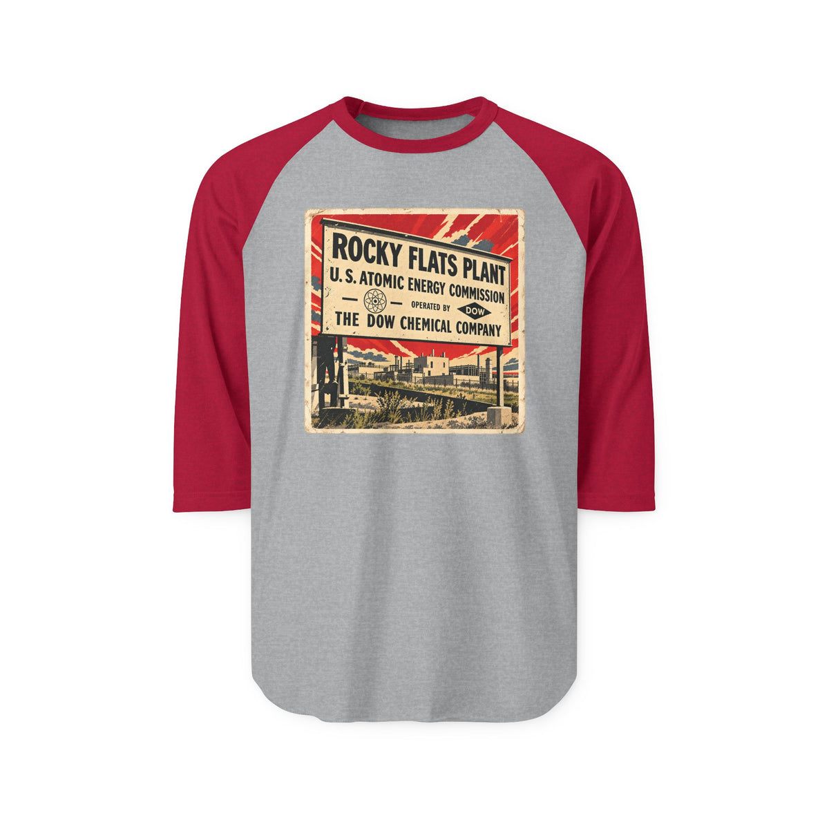 ROCKY FLATS comics style | Retro Baseball Tee