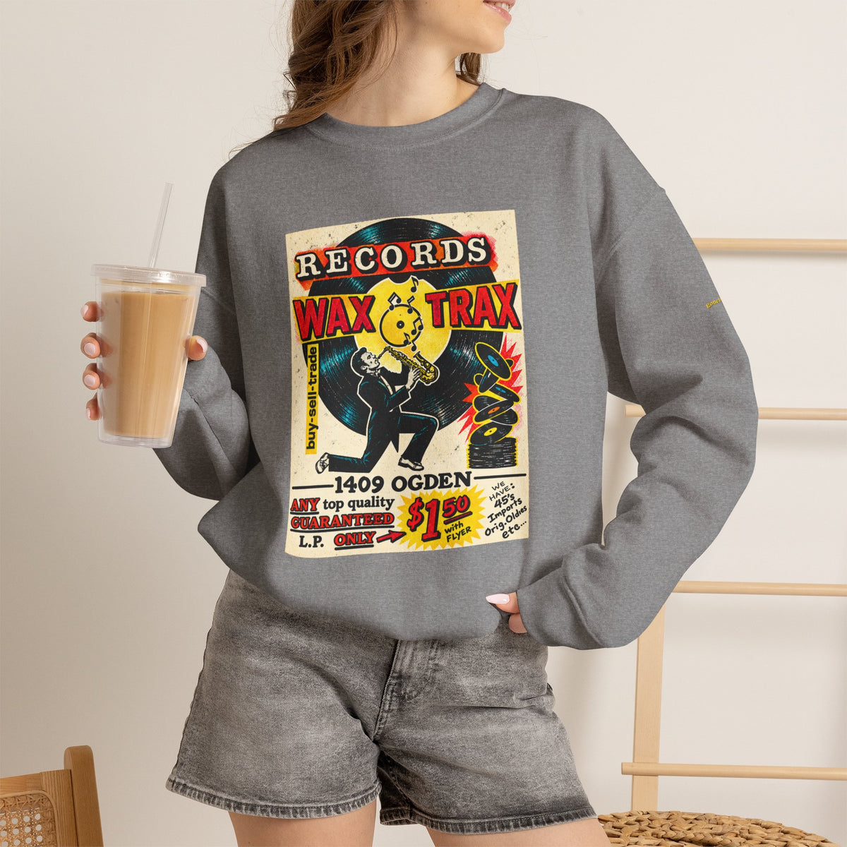 Wax Trax original old school flyer  | Native303 Sweatshirt
