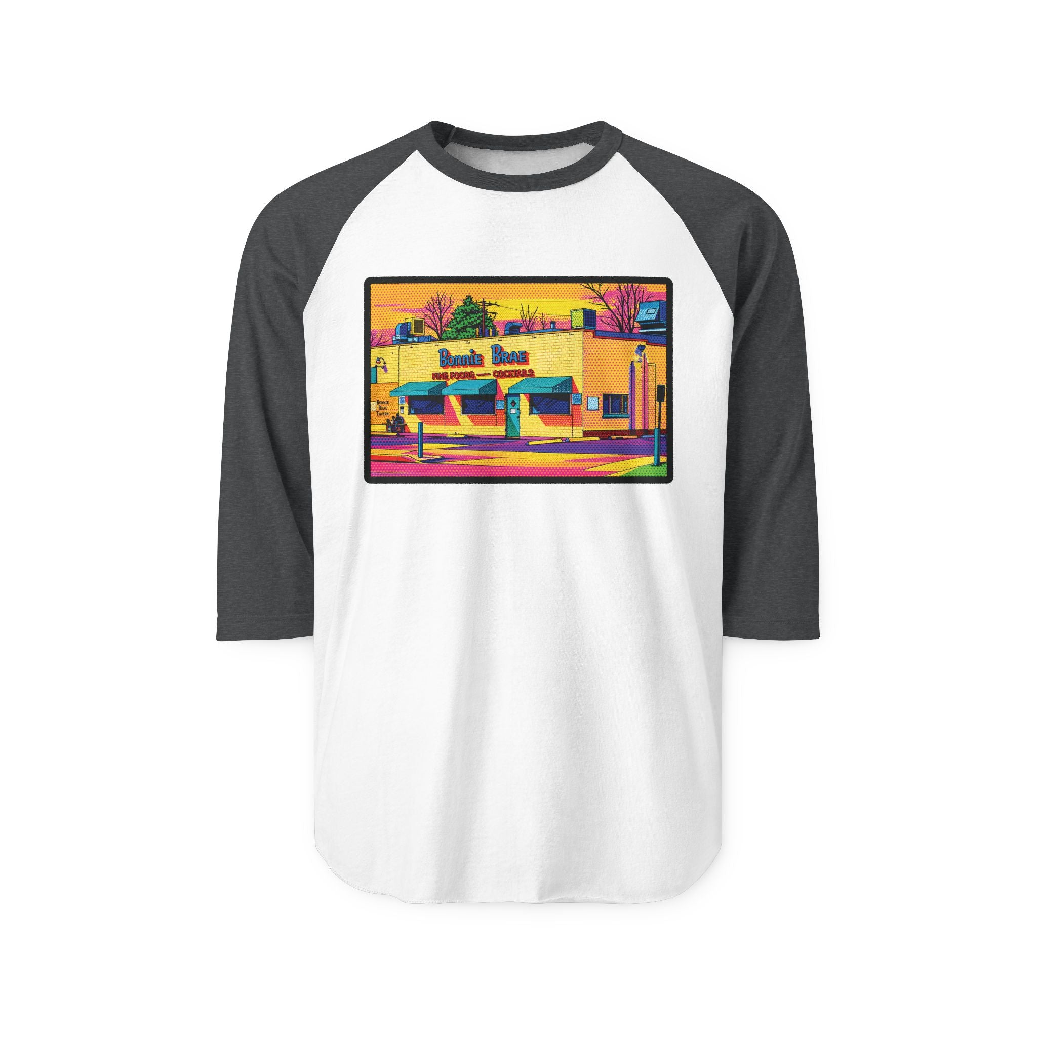 BONNIE BRAE NEON POP ART | Retro Baseball Tee