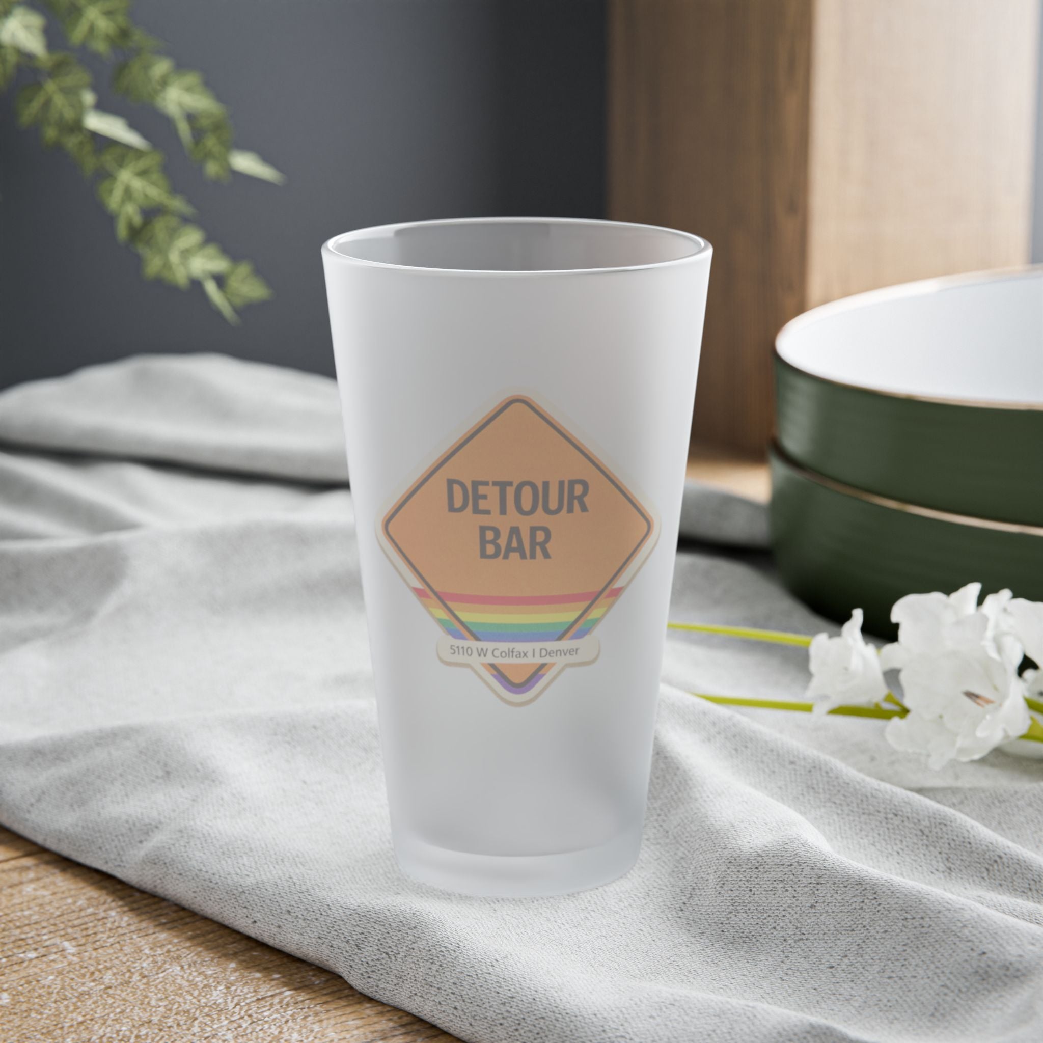 DETOUR BAR | Frosted Pint Glass 16oz