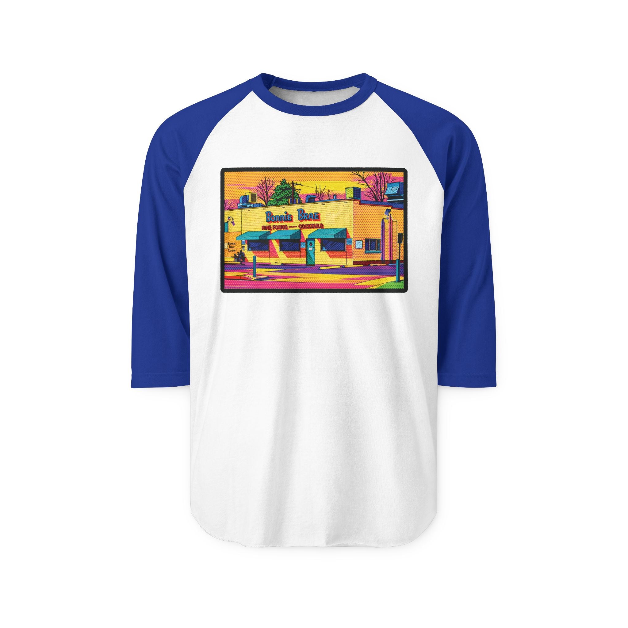BONNIE BRAE NEON POP ART | Retro Baseball Tee