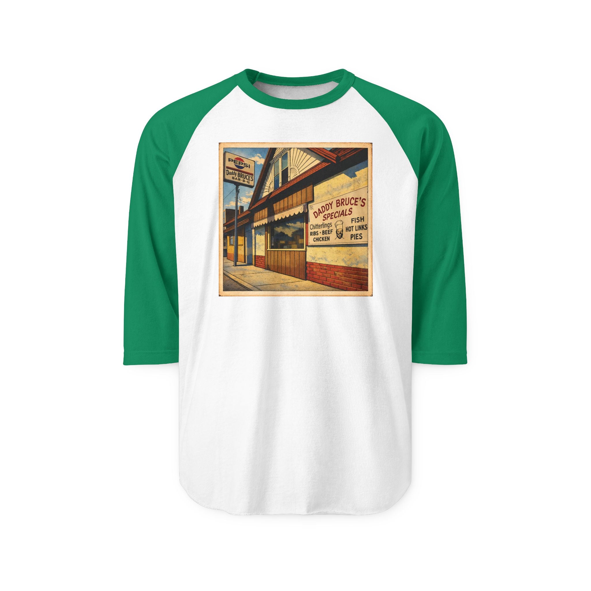 DADDY BRUCE'S BAR B Q | Retro Baseball Tee