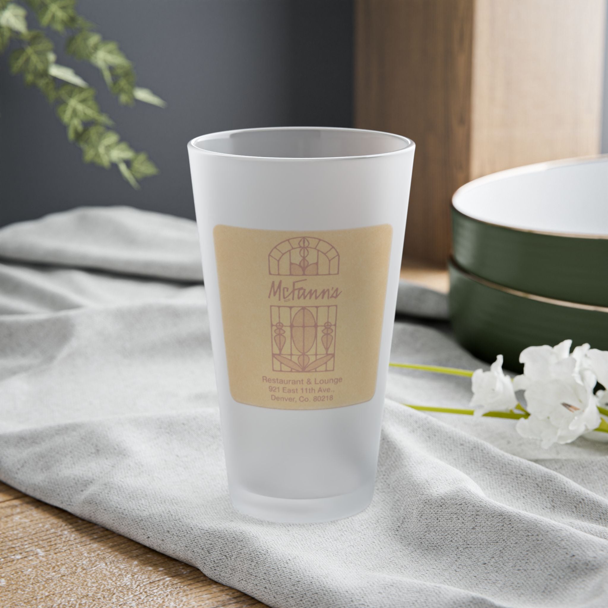 McFann's Frosted Pint Glass 16oz