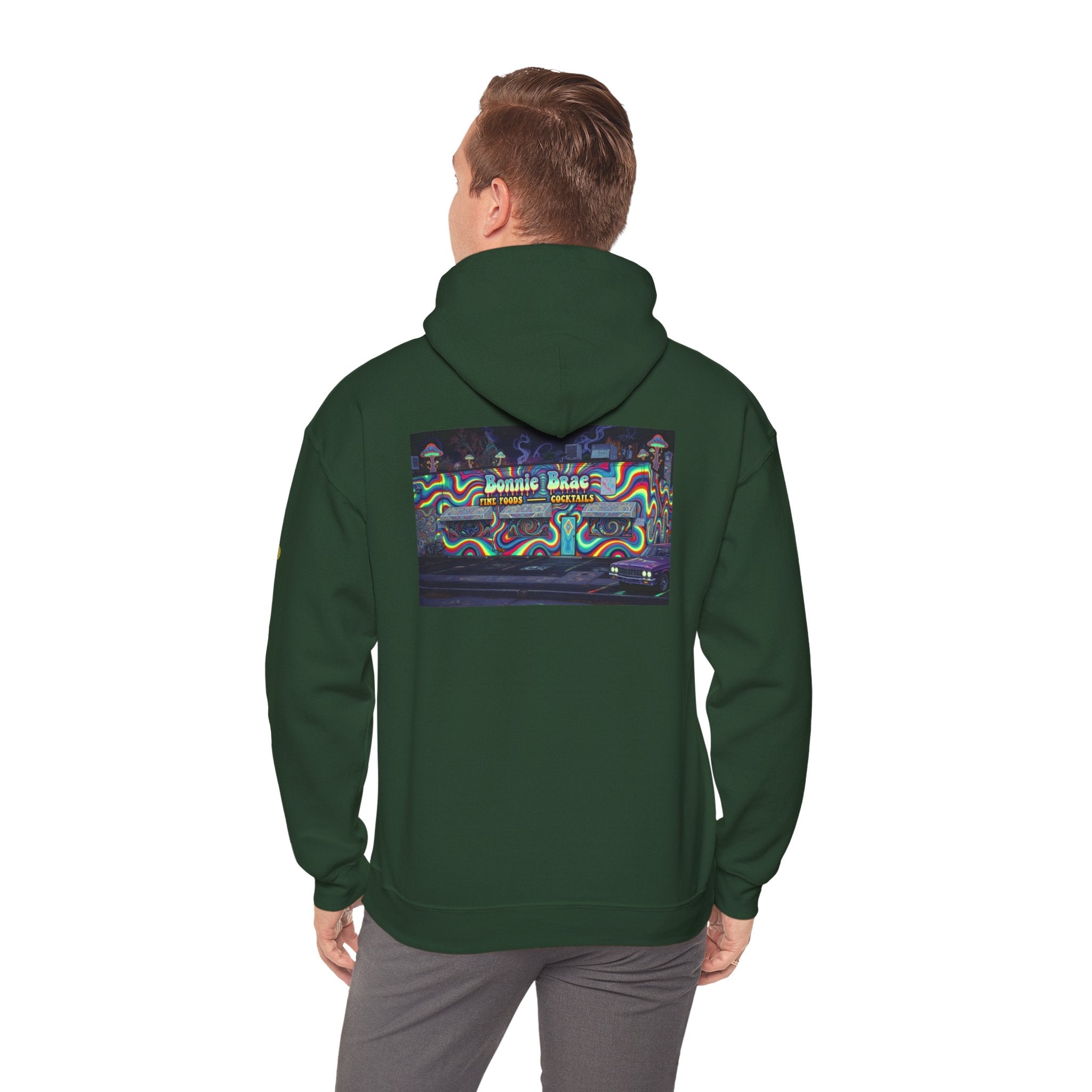 Bonnie Brae Tavern psychedelic nightscene | Unisex Heavy Blend™ Hooded Sweatshirt