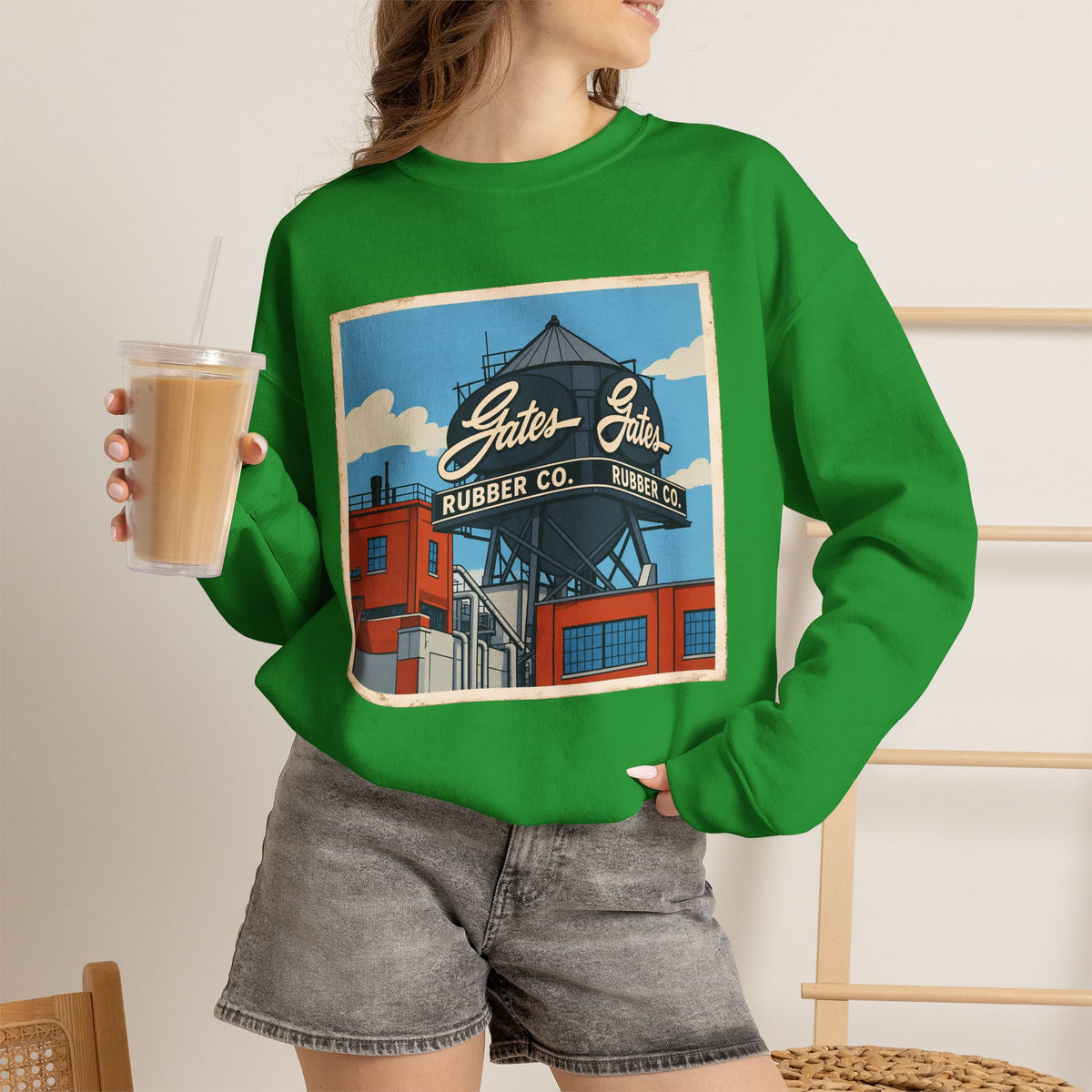 Gate's Rubber Company water tower - cartoon style | Native303 Sweatshirt