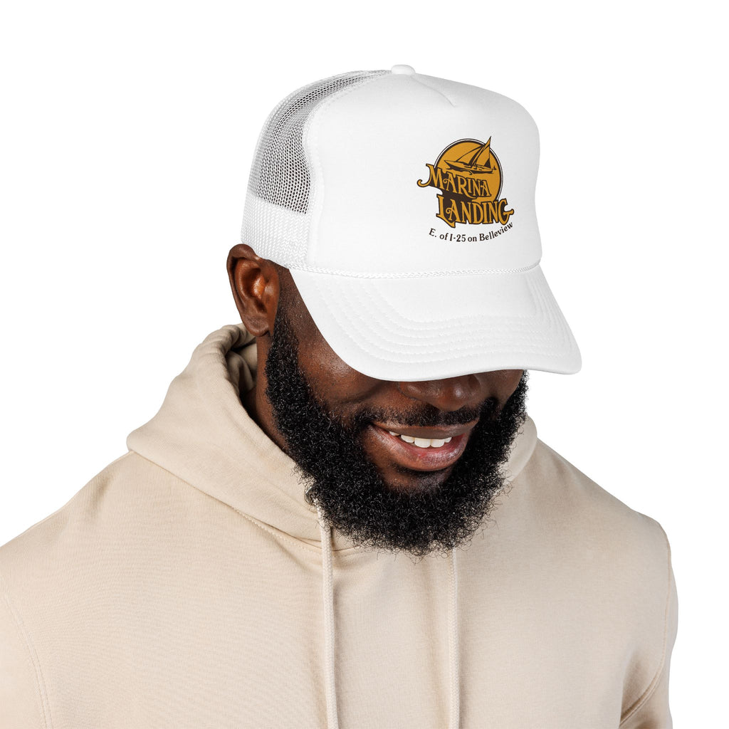 Marina Landing Trucker Hat — Vintage Sailboat Foam Cap