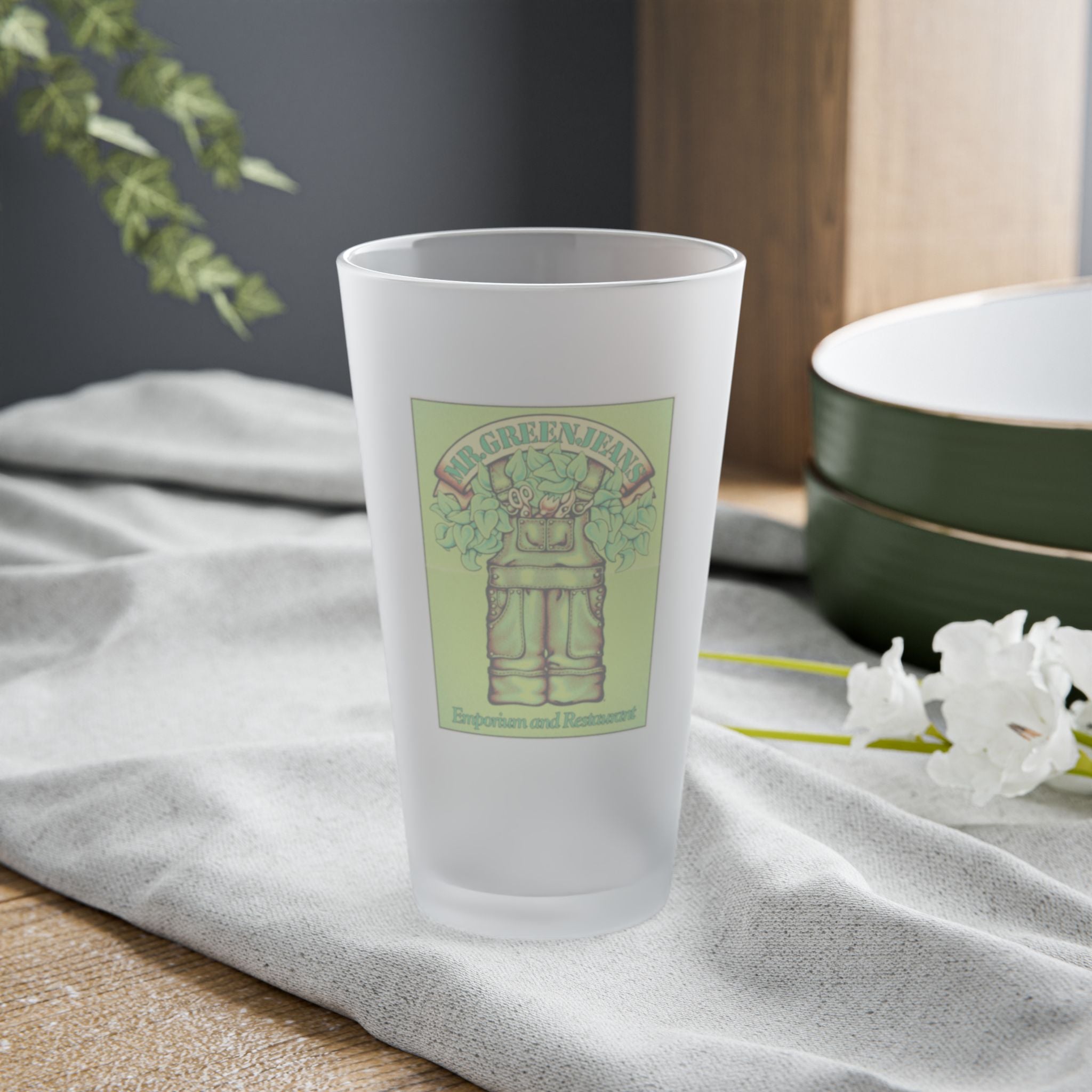 Mr Greenjean's Frosted Pint Glass 16oz