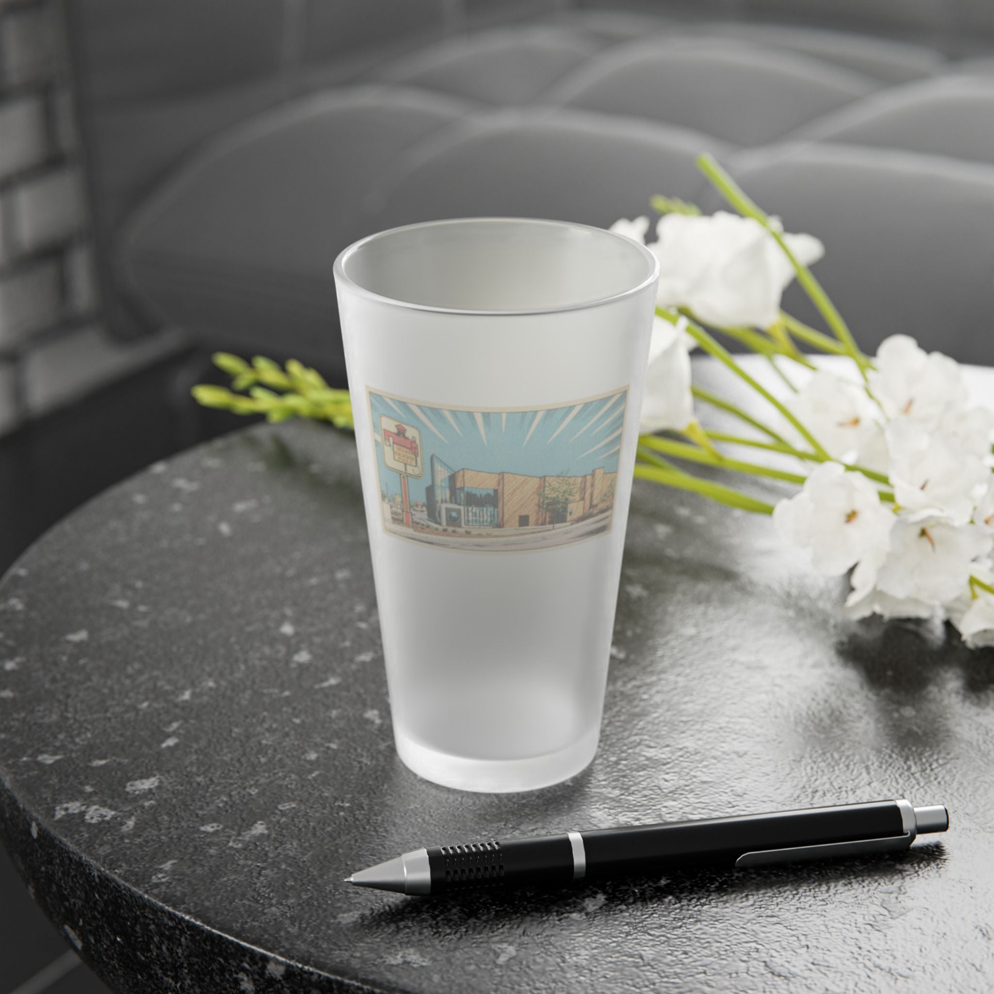 Organ Grinder Frosted Pint Glass 16oz