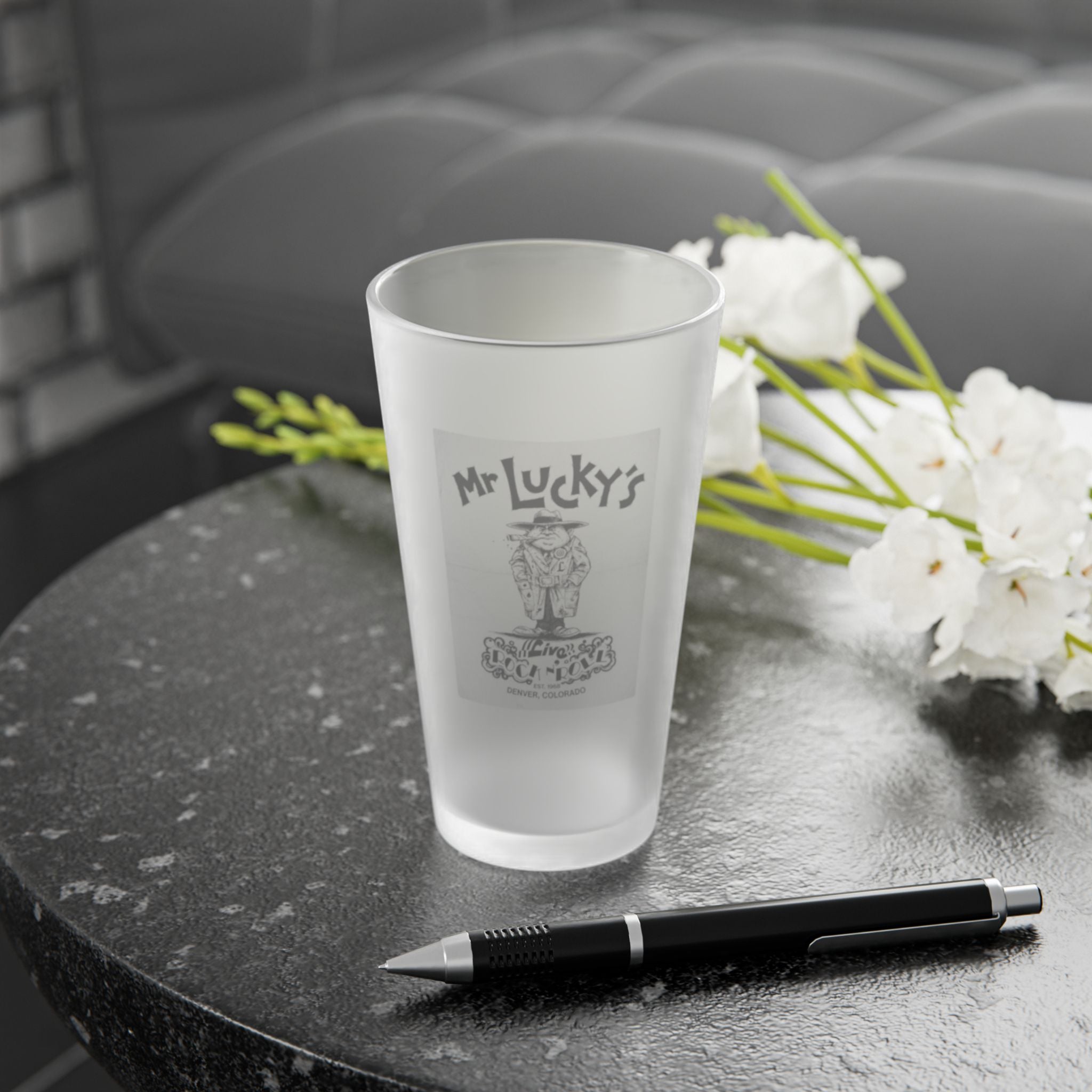 MR LUCKYS PAPER FLYER | Frosted Pint Glass 16oz