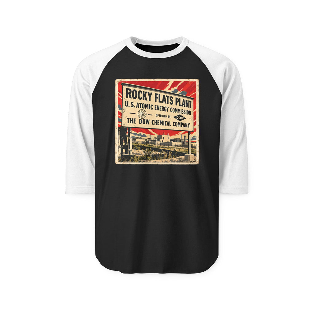 ROCKY FLATS comics style | Retro Baseball Tee