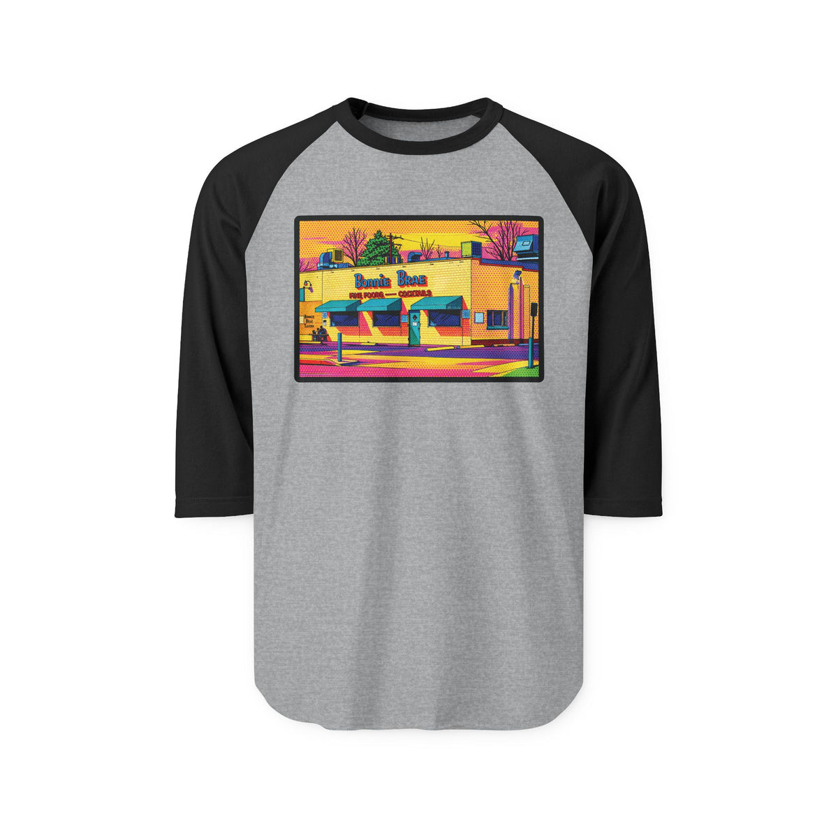 BONNIE BRAE NEON POP ART | Retro Baseball Tee