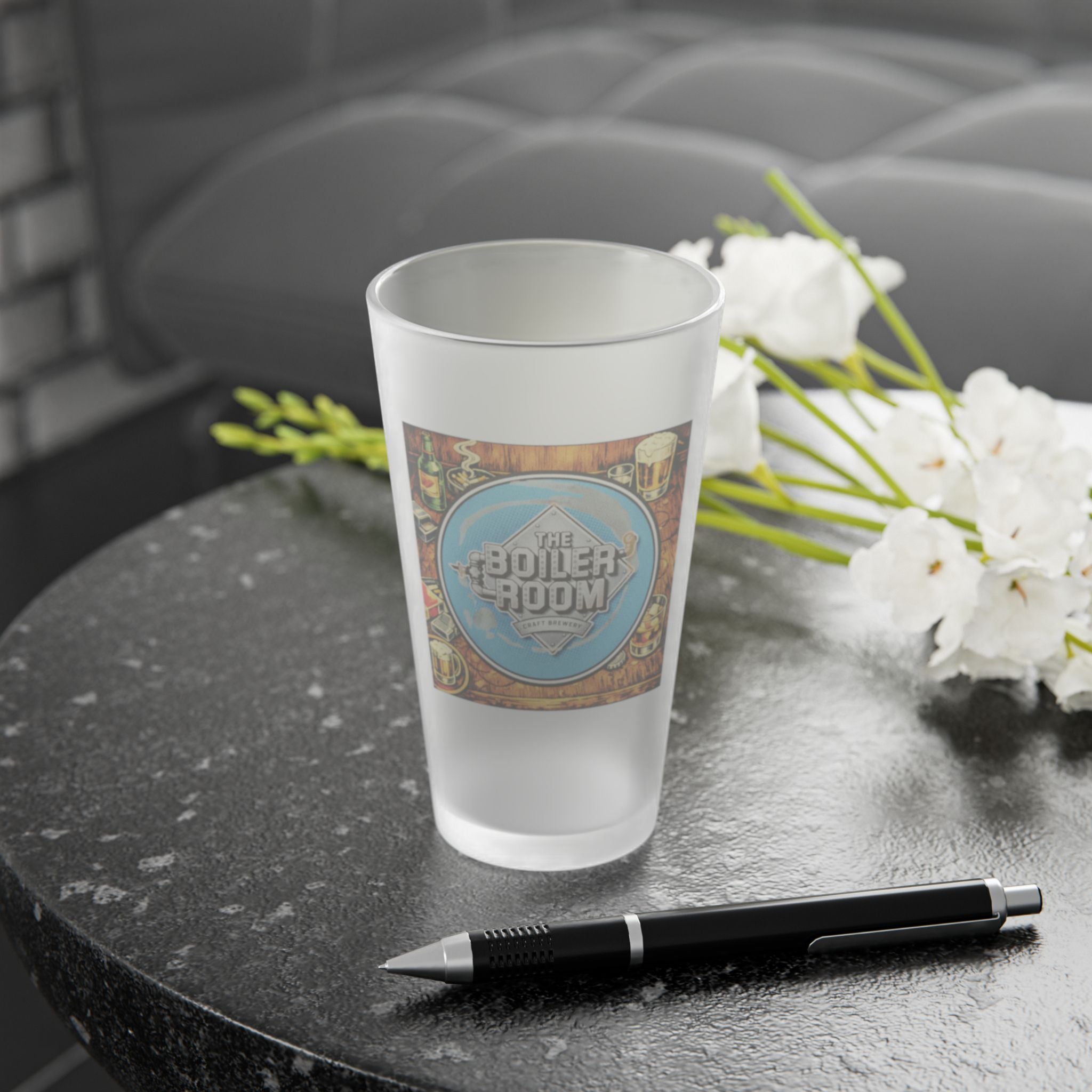 BOILER ROOM - HAPPY HOUR | Frosted Pint Glass 16oz