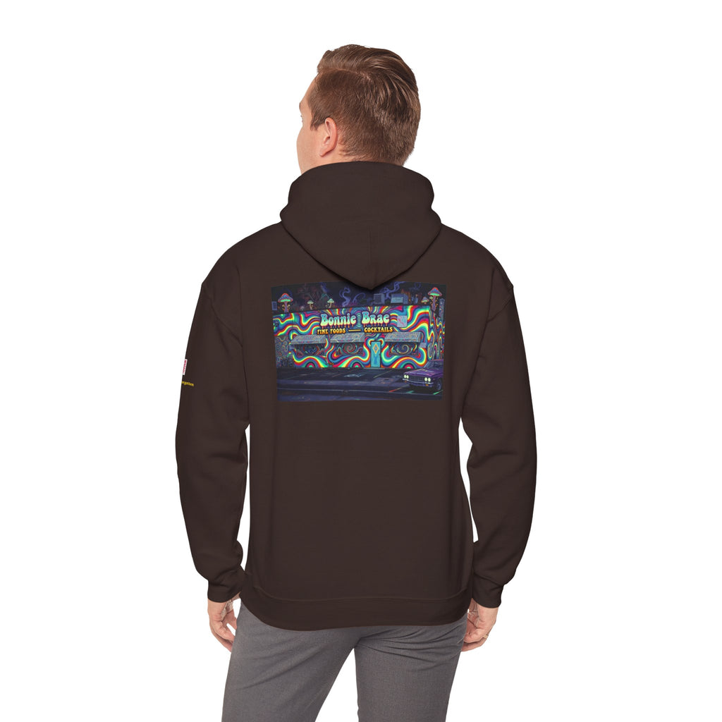 Bonnie Brae Tavern psychedelic nightscene | Unisex Heavy Blend™ Hooded Sweatshirt