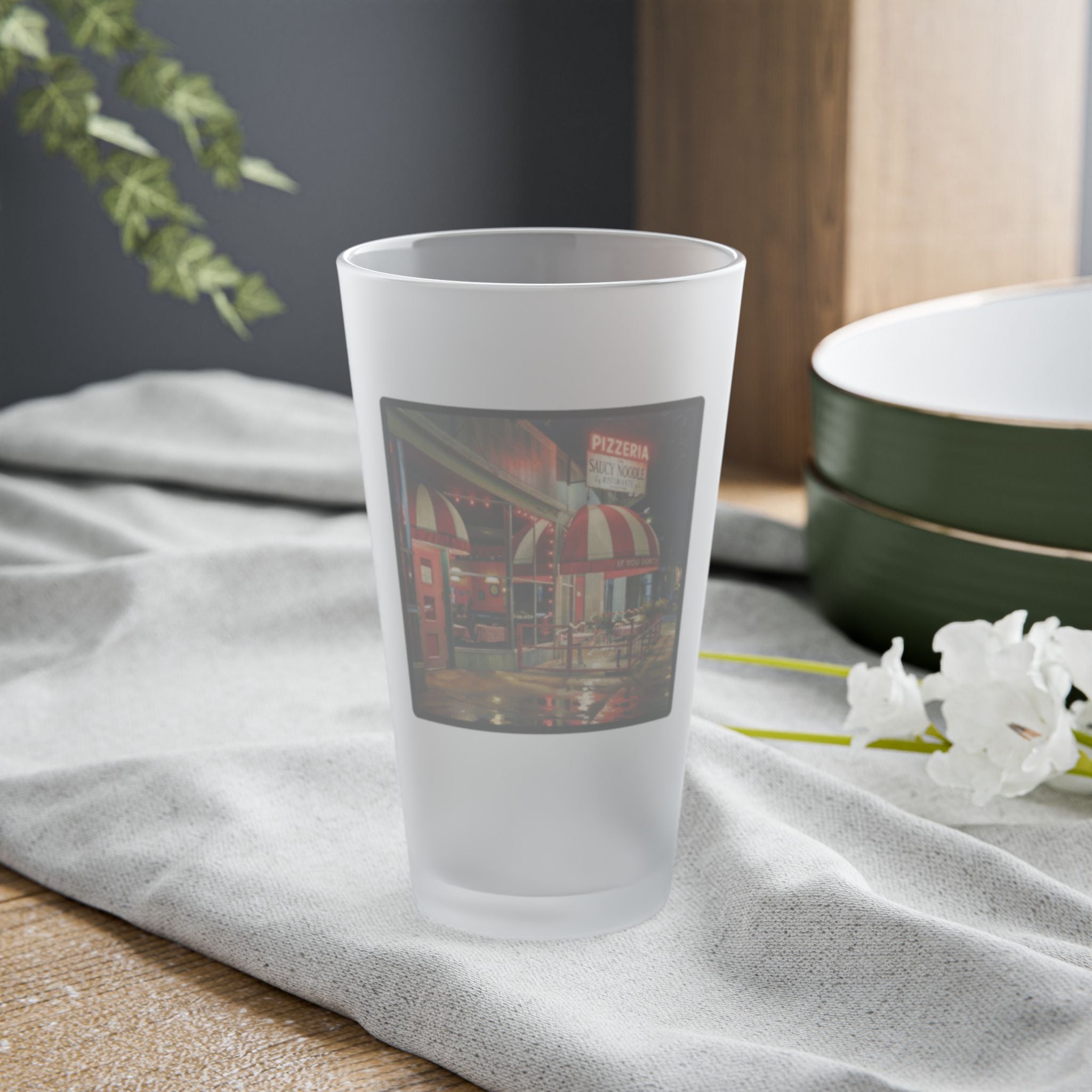 Saucy Noodle - Frosted Pint Glass 16oz