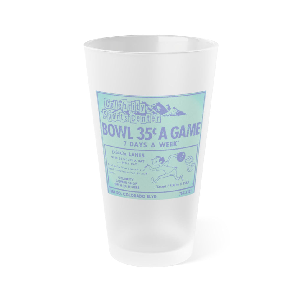 Celebrity Sports Bowling 70s ad | Frosted Pint Glass 16oz