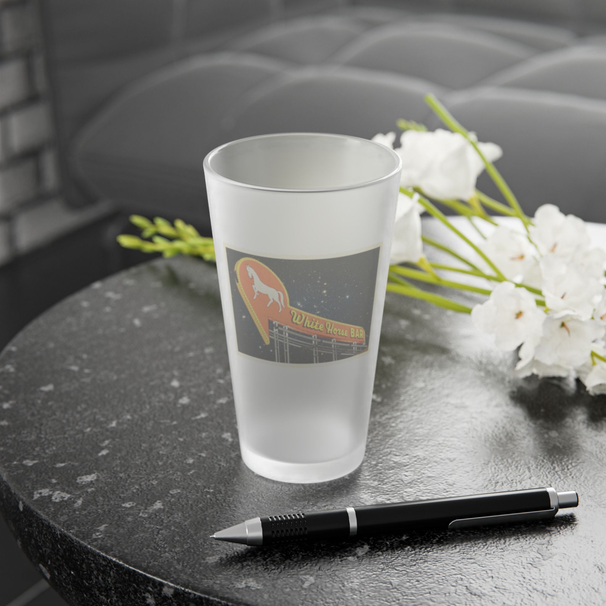 WHITE HORSE BAR | Frosted Pint Glass 16oz
