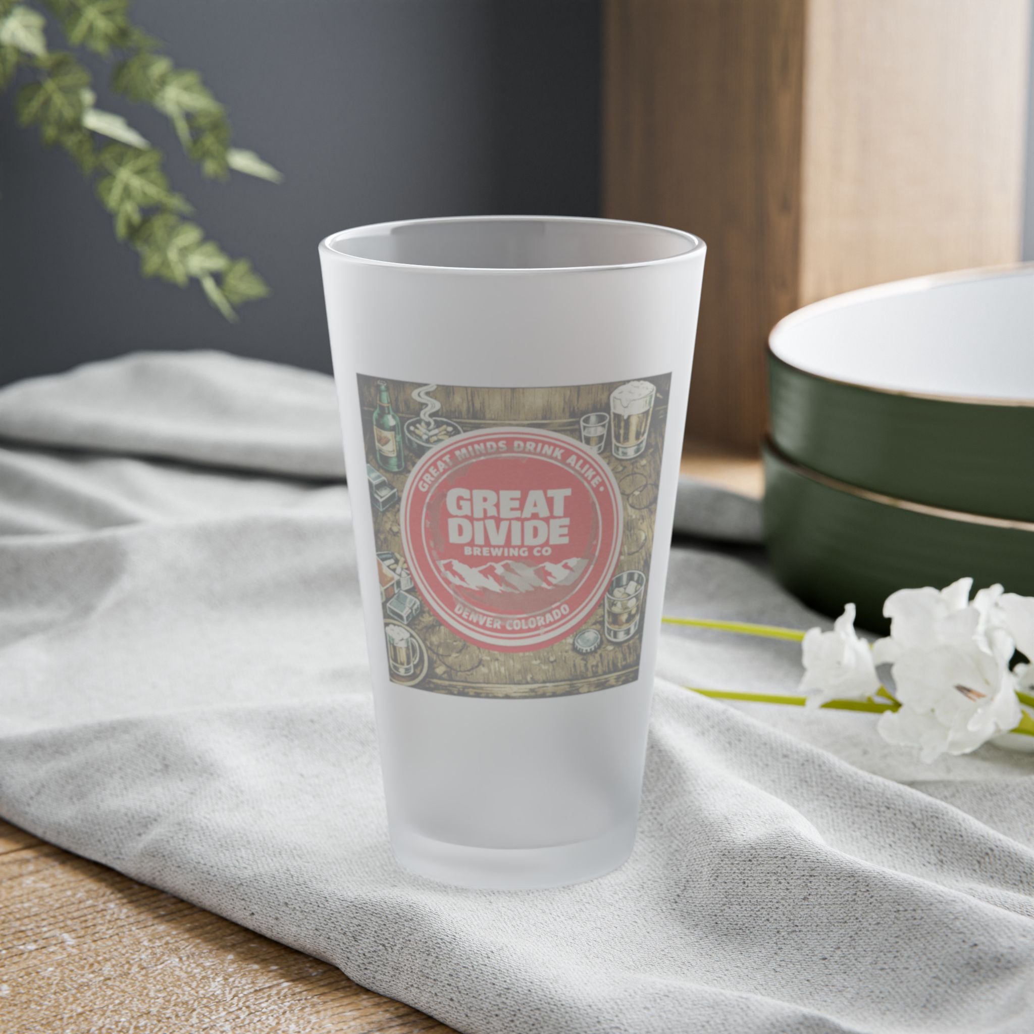 GREAT DIVIDE - HAPPY HOUR | Frosted Pint Glass 16oz