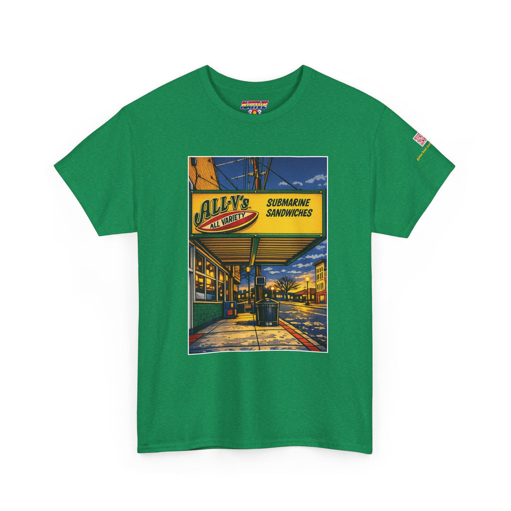 All-V's comic style design- vintage Denver gear