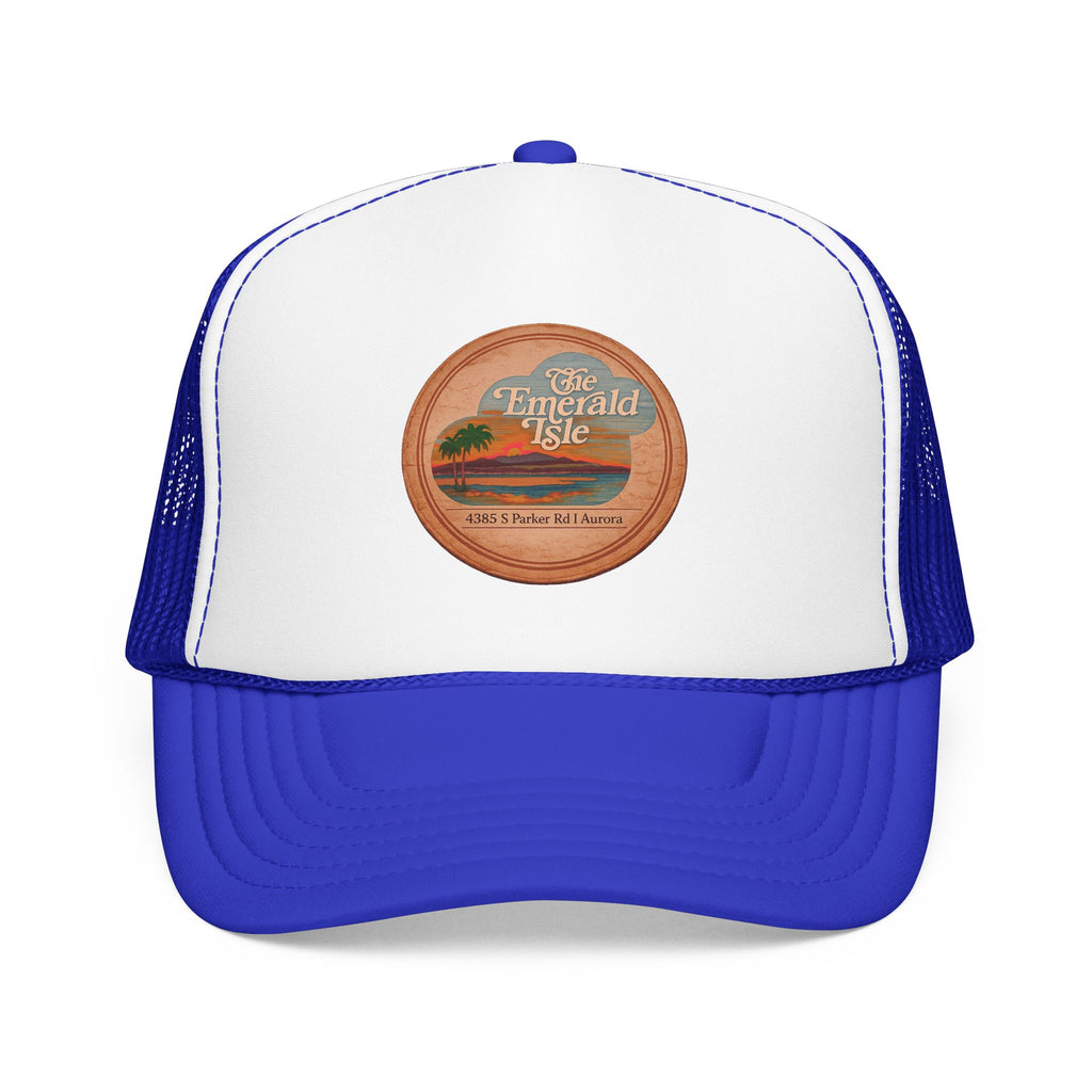Emerald Aisle Trucker Hat — Vintage Sailboat Foam Cap