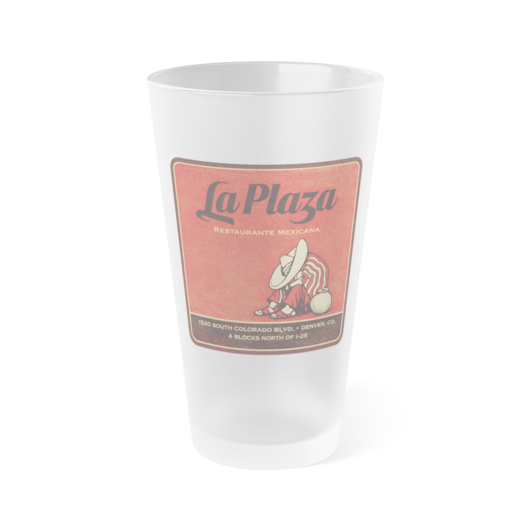 La Plaza Coaster Frosted Pint Glass 16oz