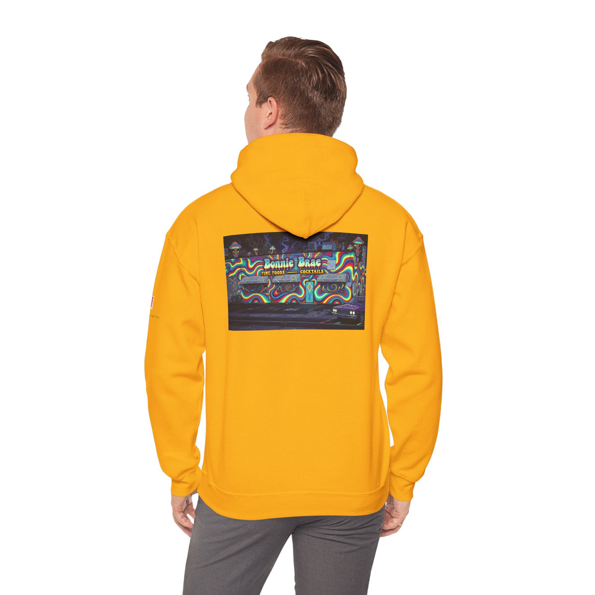Bonnie Brae Tavern psychedelic nightscene | Unisex Heavy Blend™ Hooded Sweatshirt