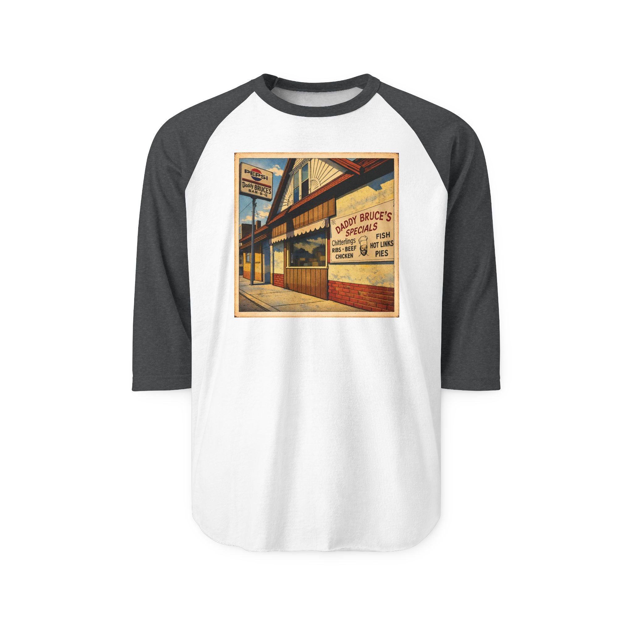 DADDY BRUCE'S BAR B Q | Retro Baseball Tee