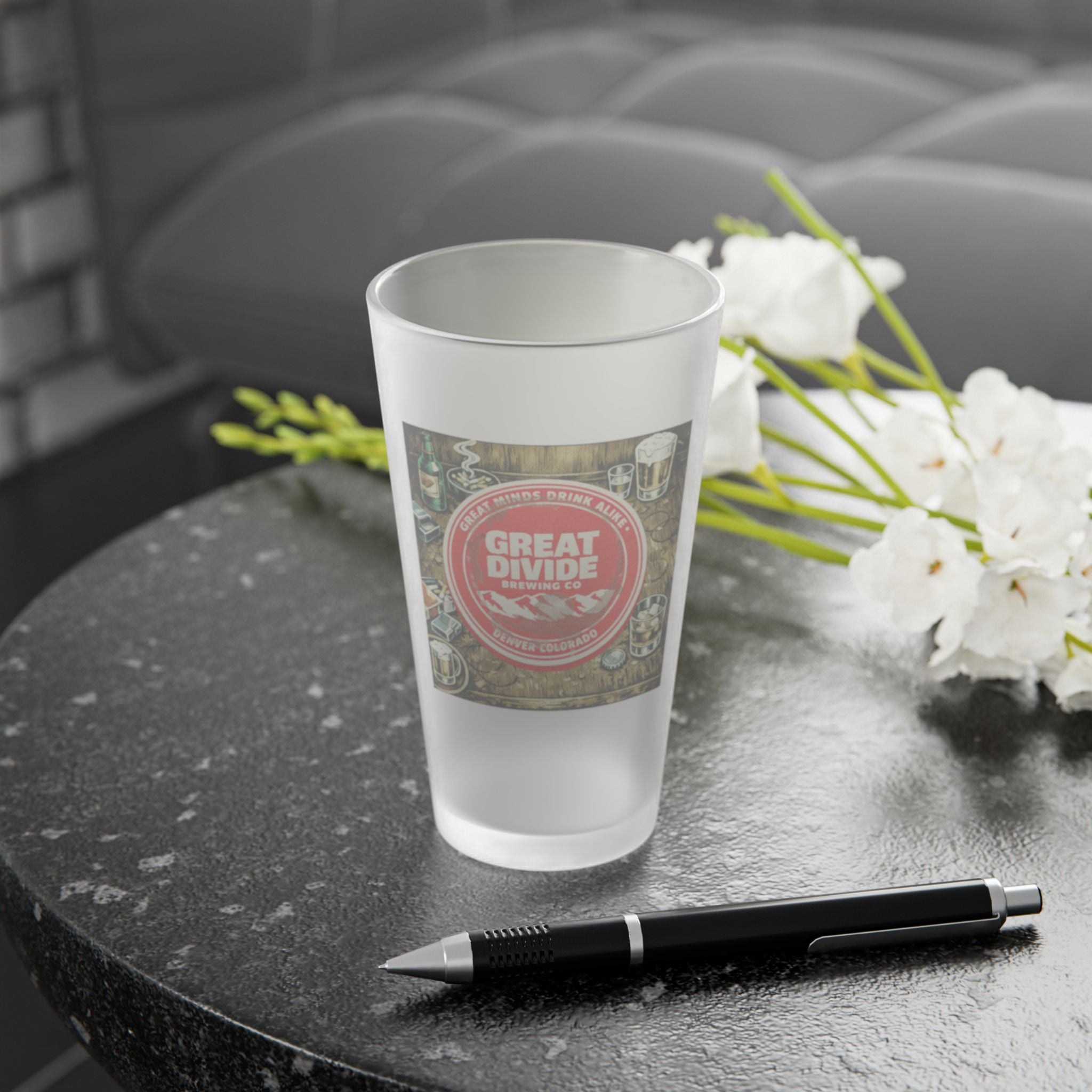 GREAT DIVIDE - HAPPY HOUR | Frosted Pint Glass 16oz