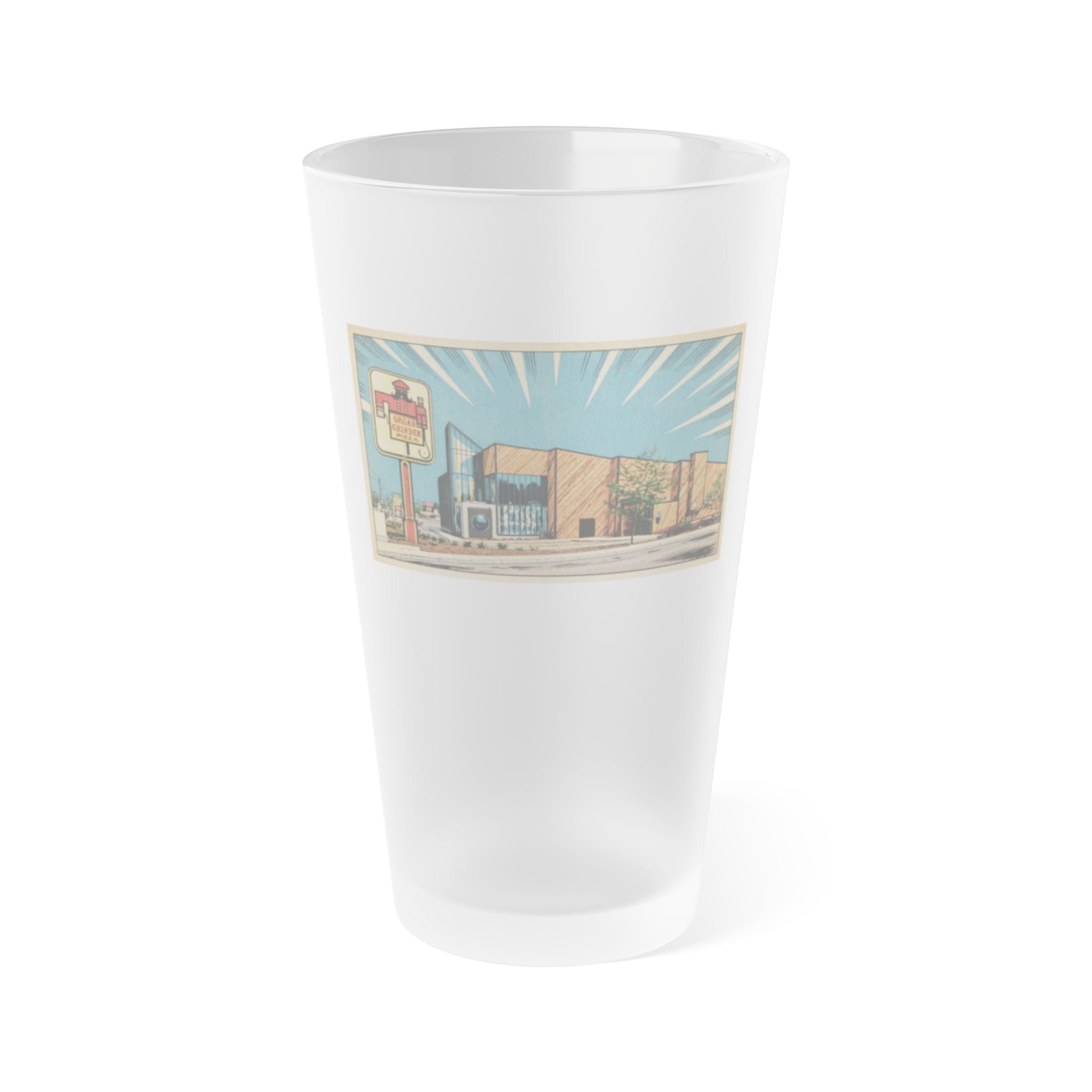 Organ Grinder Frosted Pint Glass 16oz