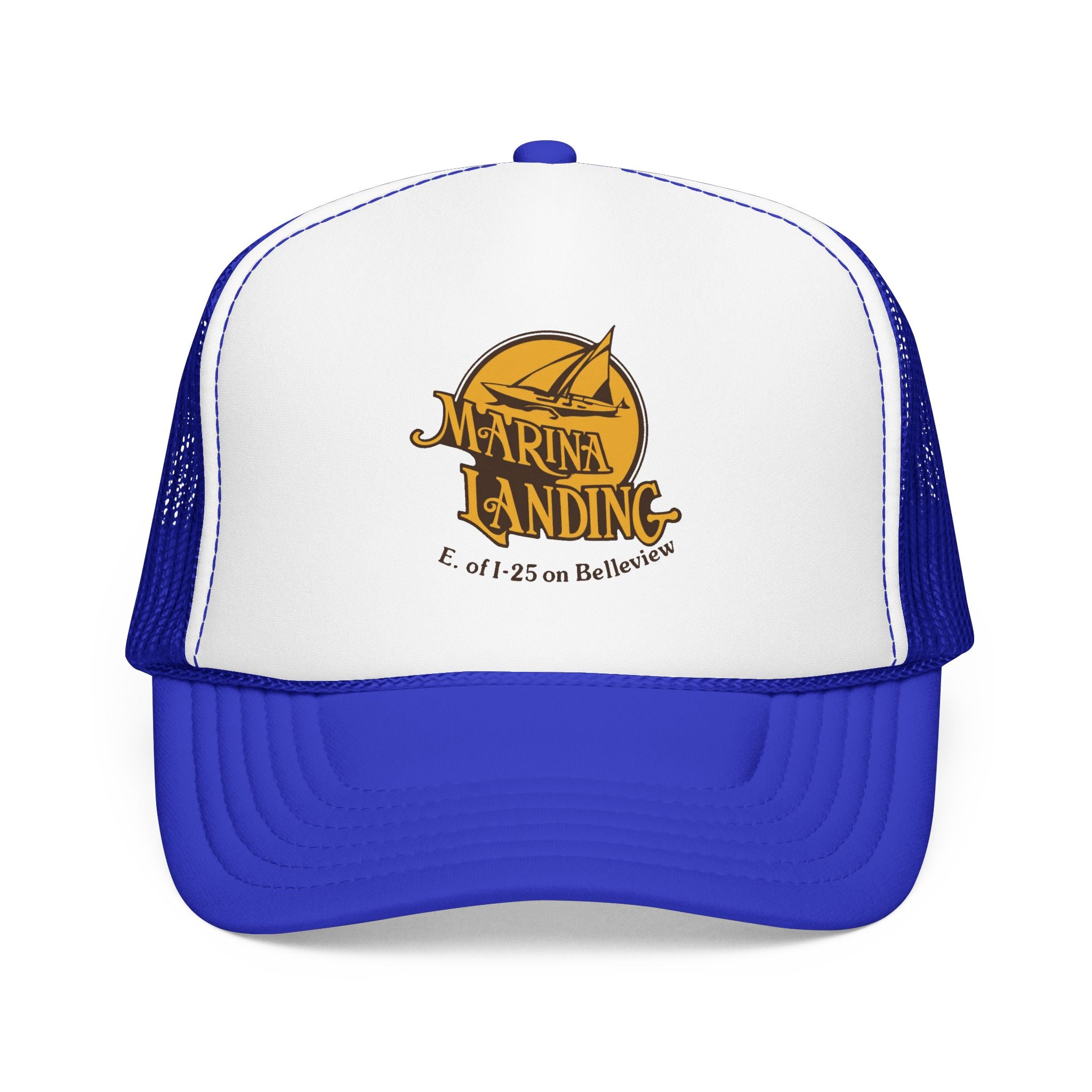 Marina Landing Trucker Hat — Vintage Sailboat Foam Cap
