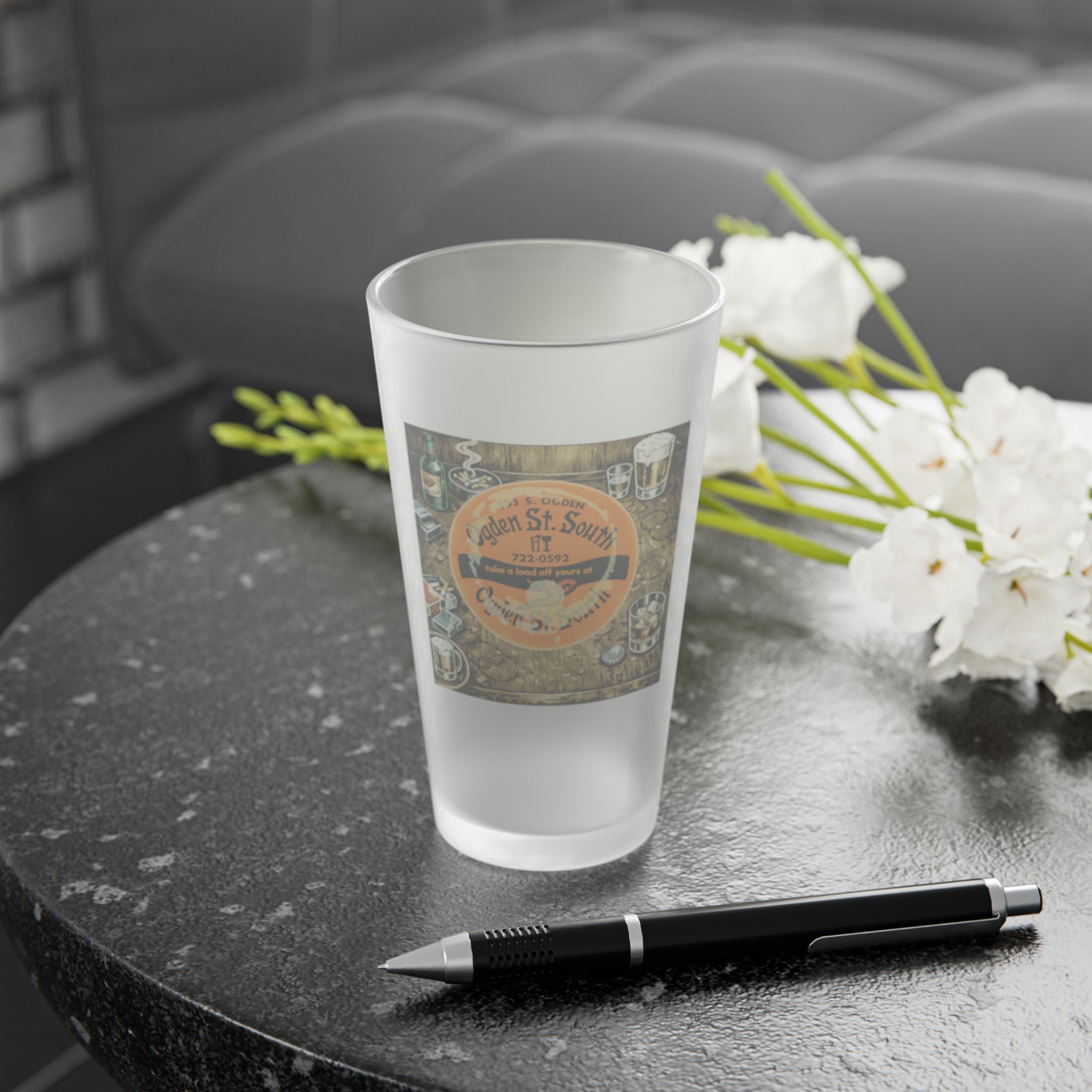 OGDEN STREET SOUTH - HAPPY HOUR | Frosted Pint Glass 16oz