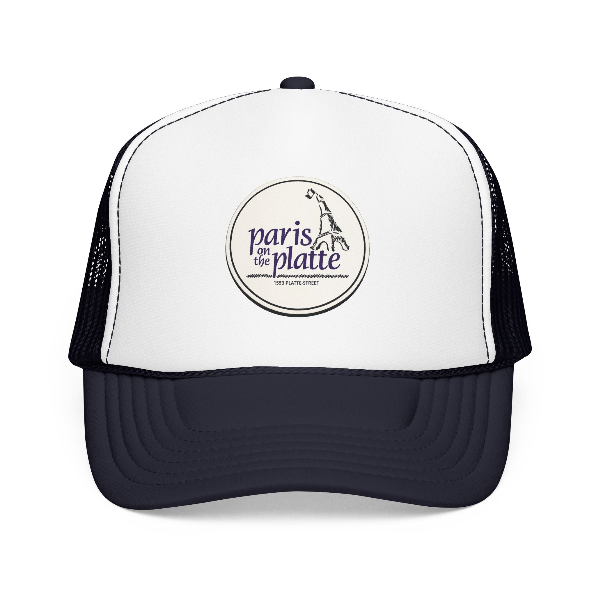 Paris on the Platte Trucker Hat — Vintage Sailboat Foam Cap