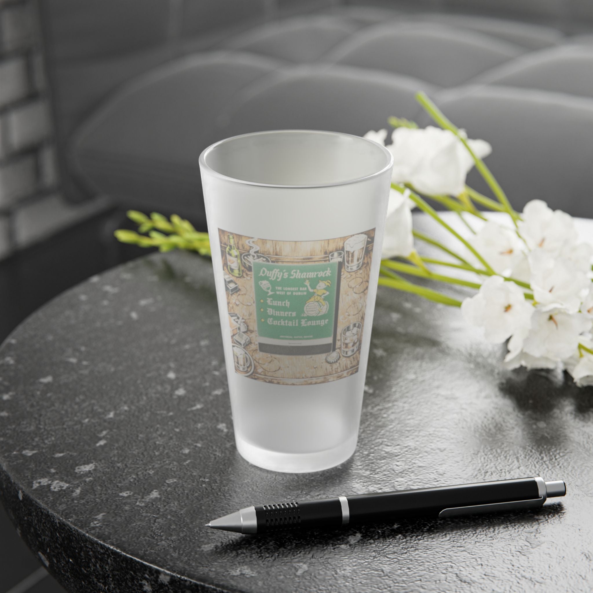 DUFFY'S SHAMROCK (OLD SKOOL) - HAPPY HOUR | Frosted Pint Glass 16oz