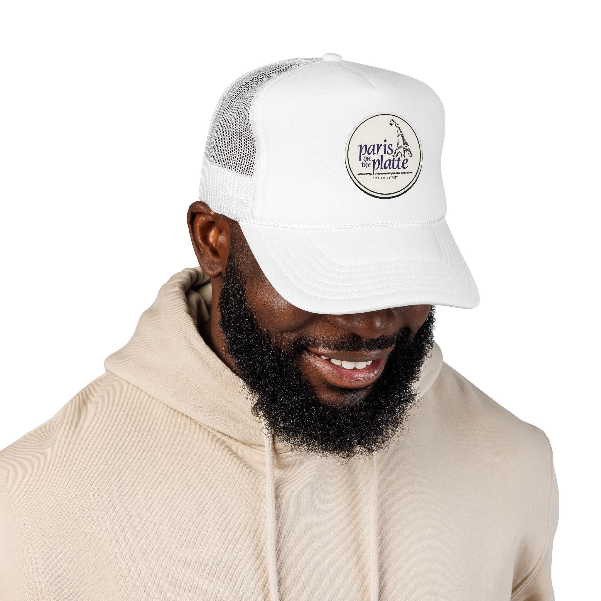 Paris on the Platte Trucker Hat — Vintage Sailboat Foam Cap