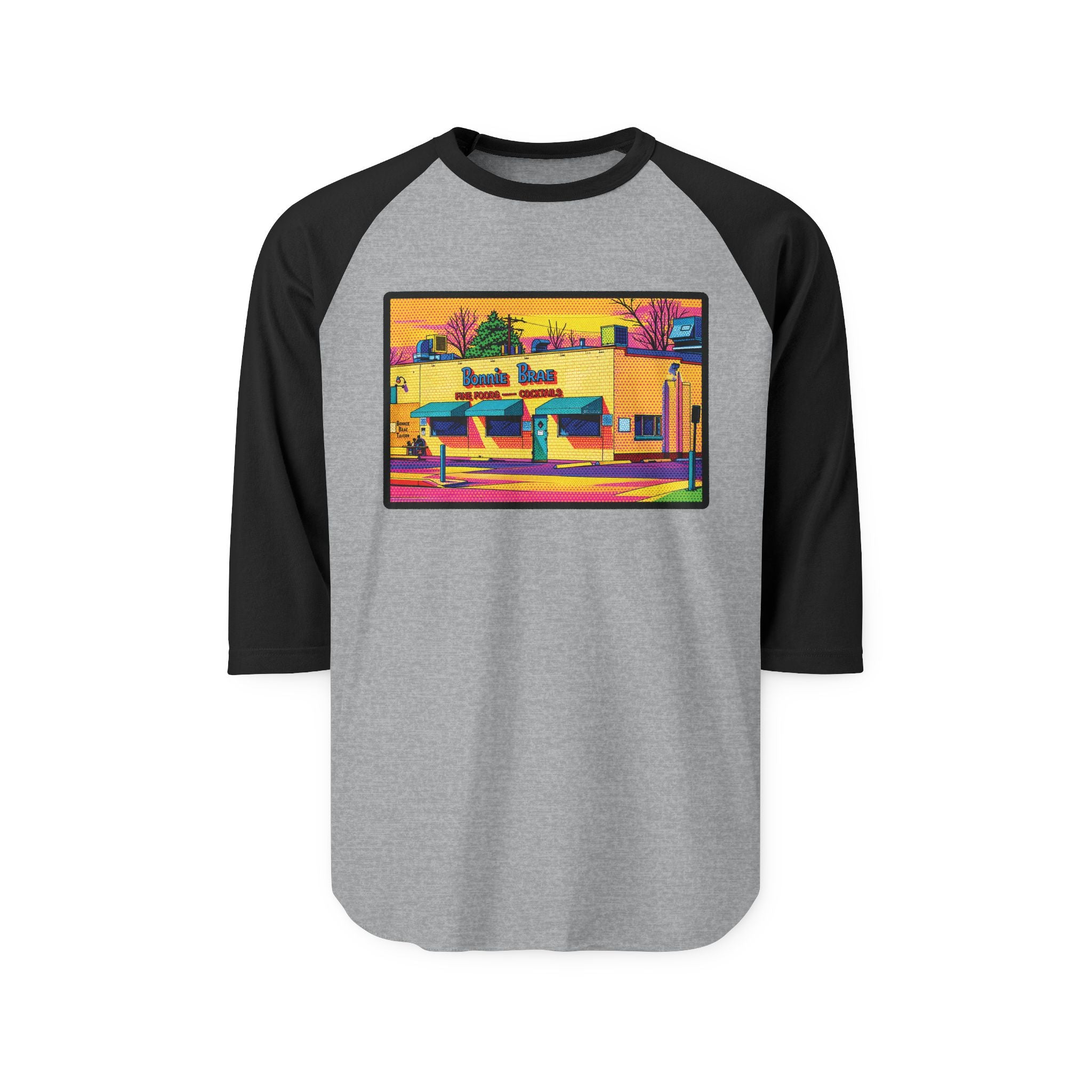 BONNIE BRAE NEON POP ART | Retro Baseball Tee