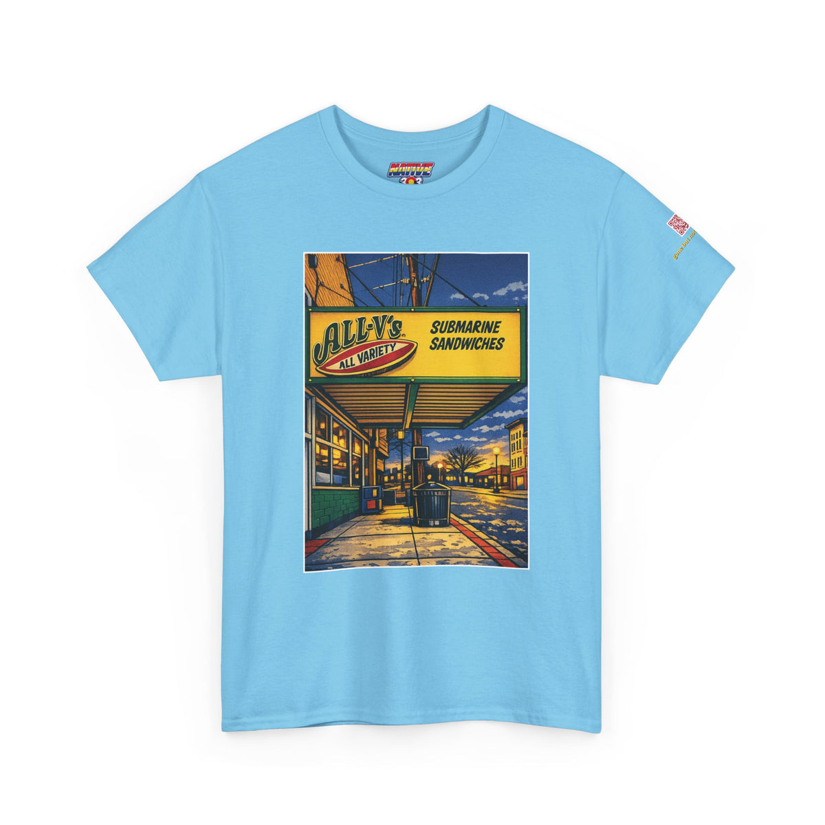 All-V's comic style design- vintage Denver gear