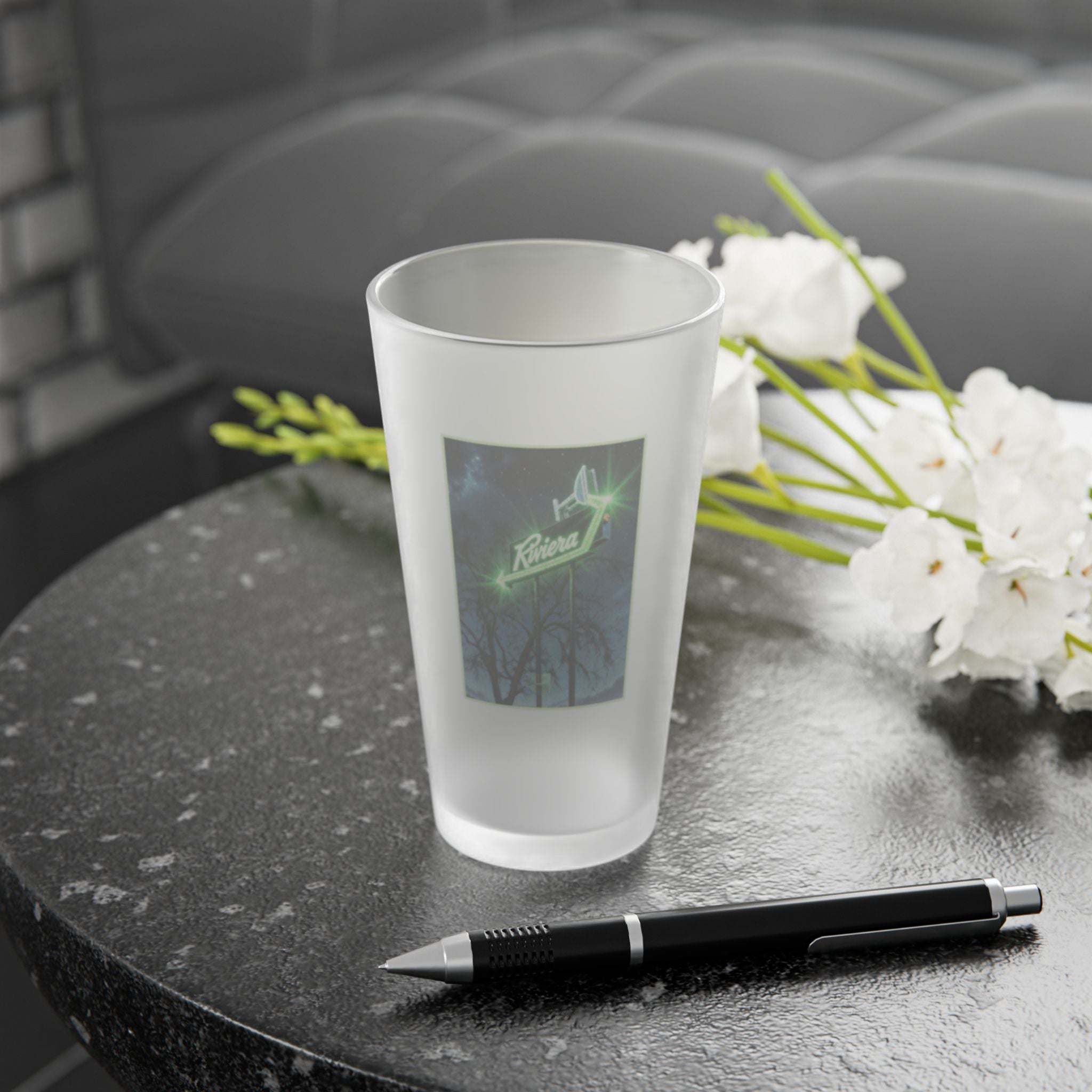 The Riviera - THE RIV  Frosted Pint Glass 16oz
