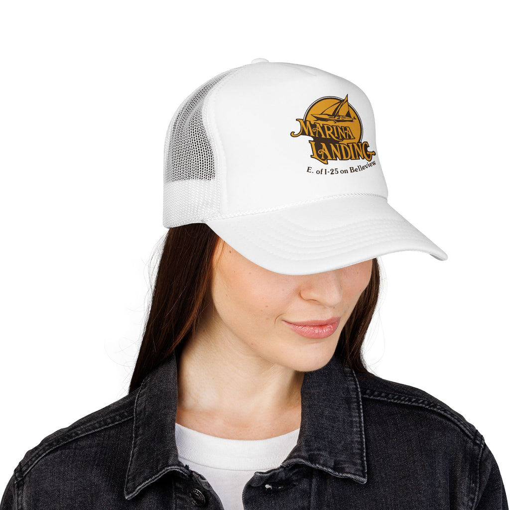Marina Landing Trucker Hat — Vintage Sailboat Foam Cap