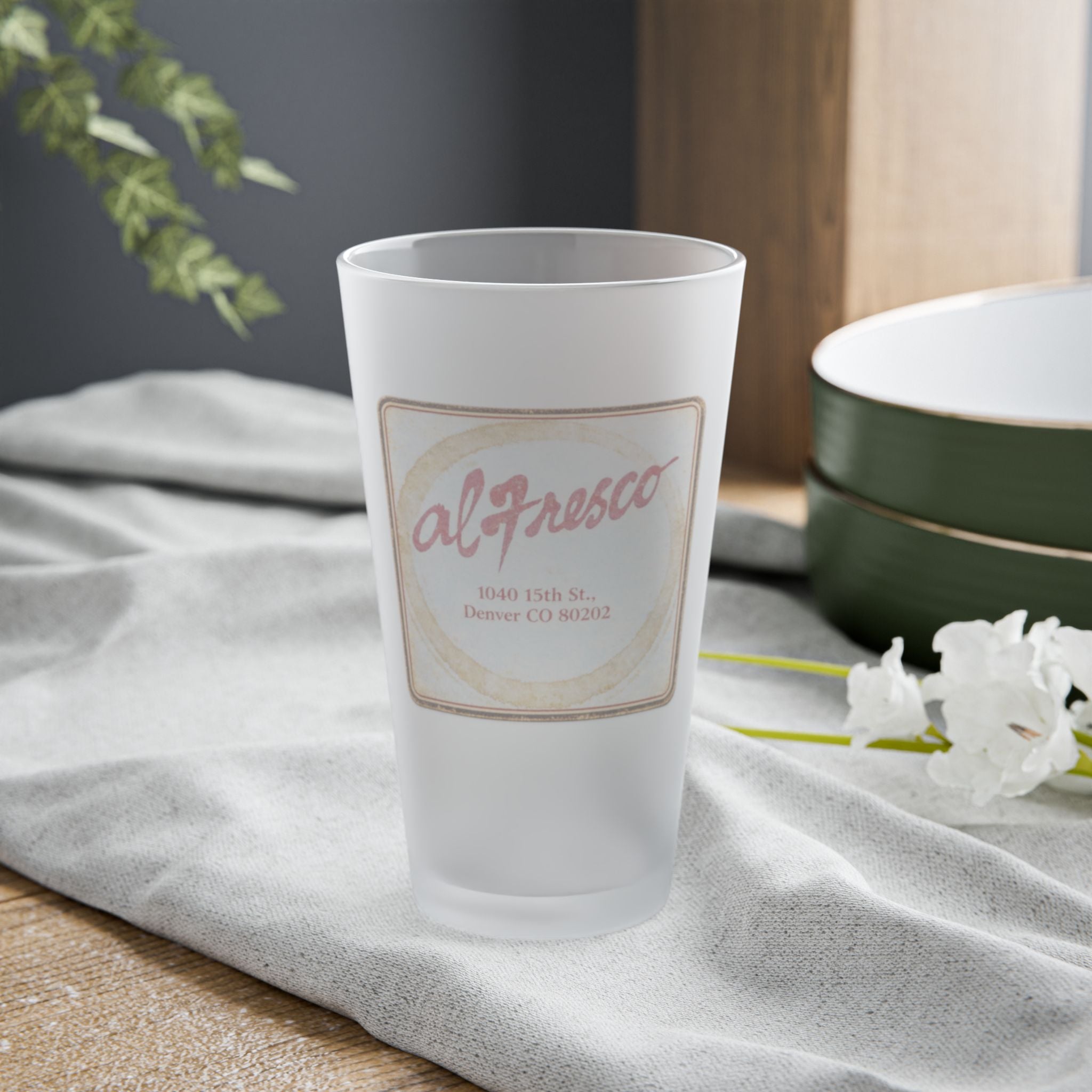 al Fresco Coaster Frosted Pint Glass 16oz