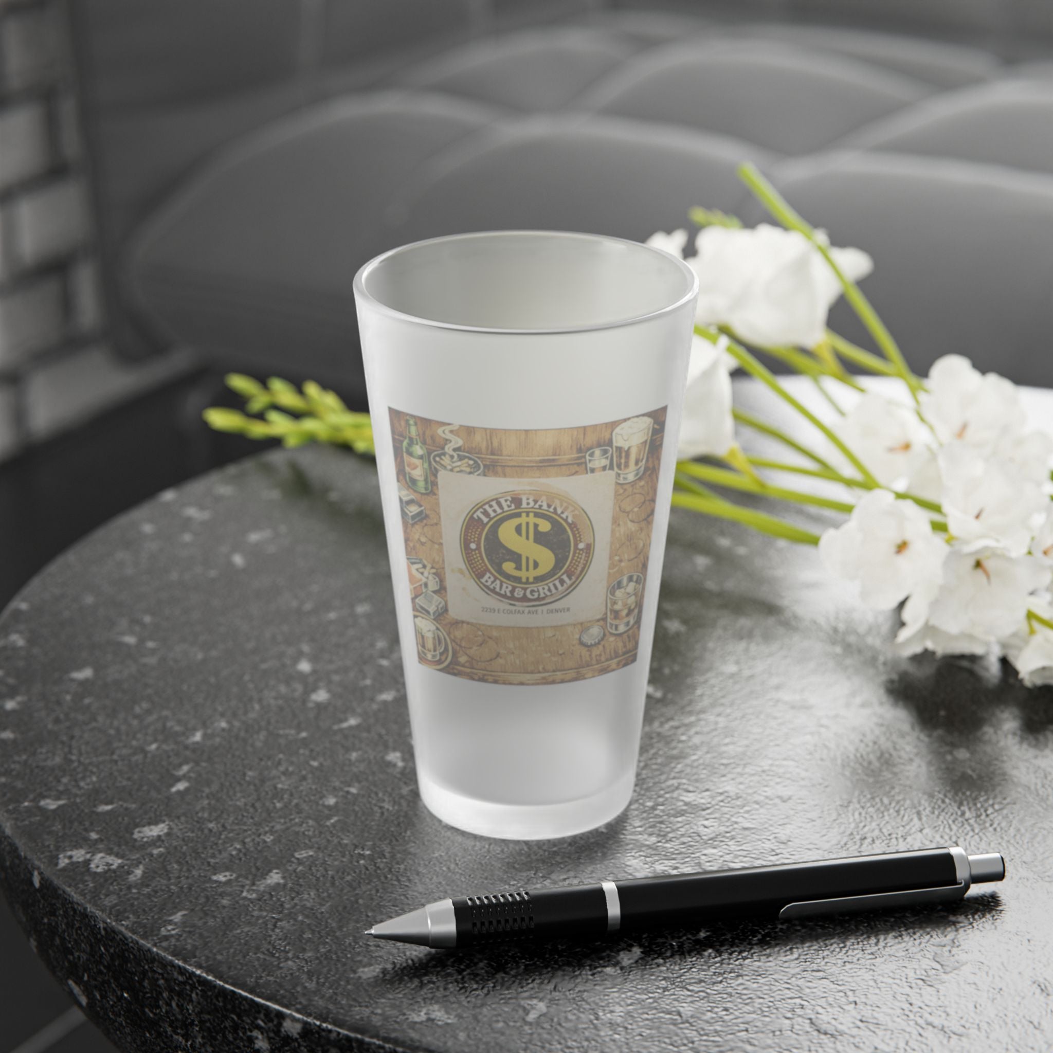 THE BANK | Frosted Pint Glass 16oz