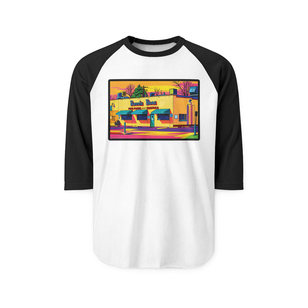 BONNIE BRAE NEON POP ART | Retro Baseball Tee