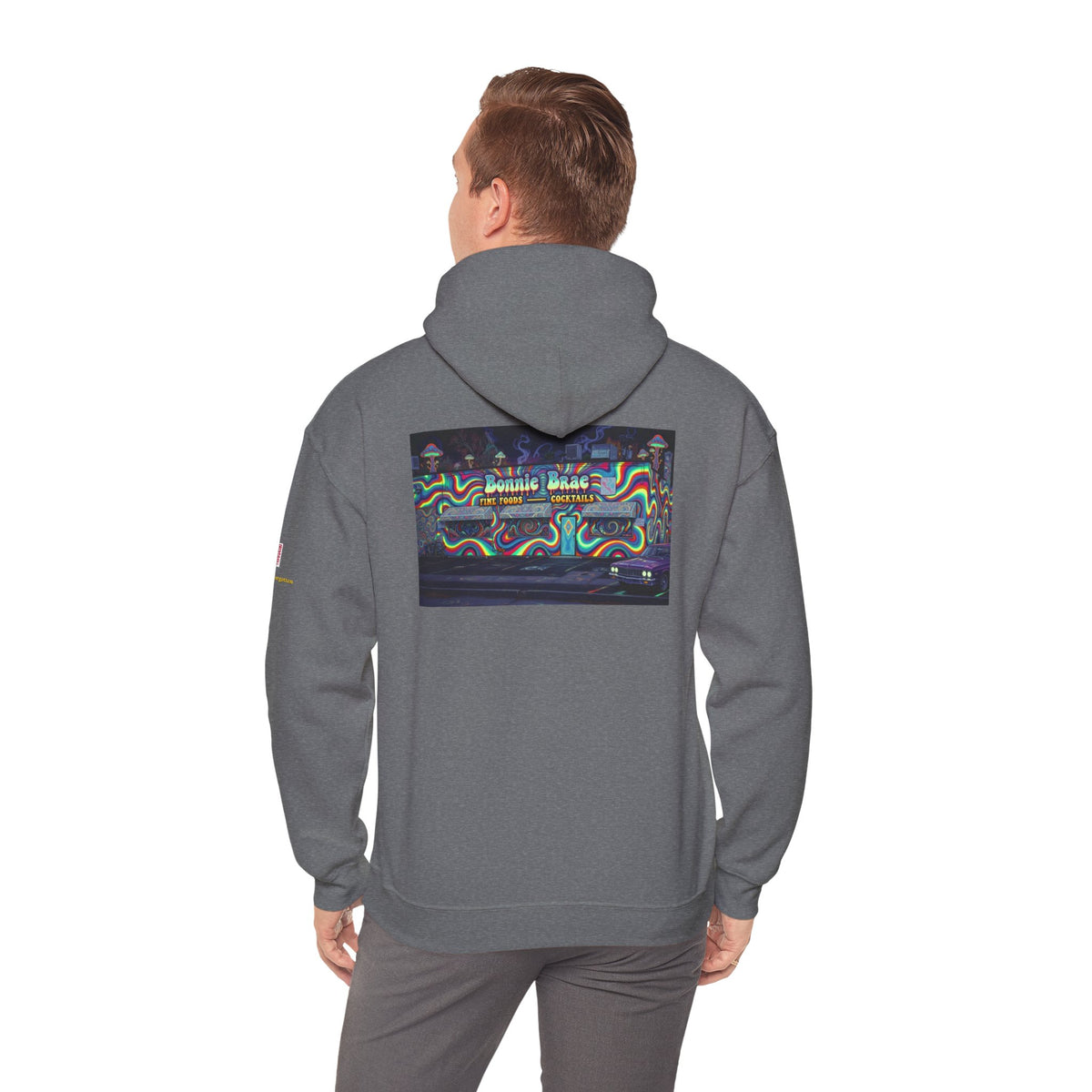 Bonnie Brae Tavern psychedelic nightscene | Unisex Heavy Blend™ Hooded Sweatshirt