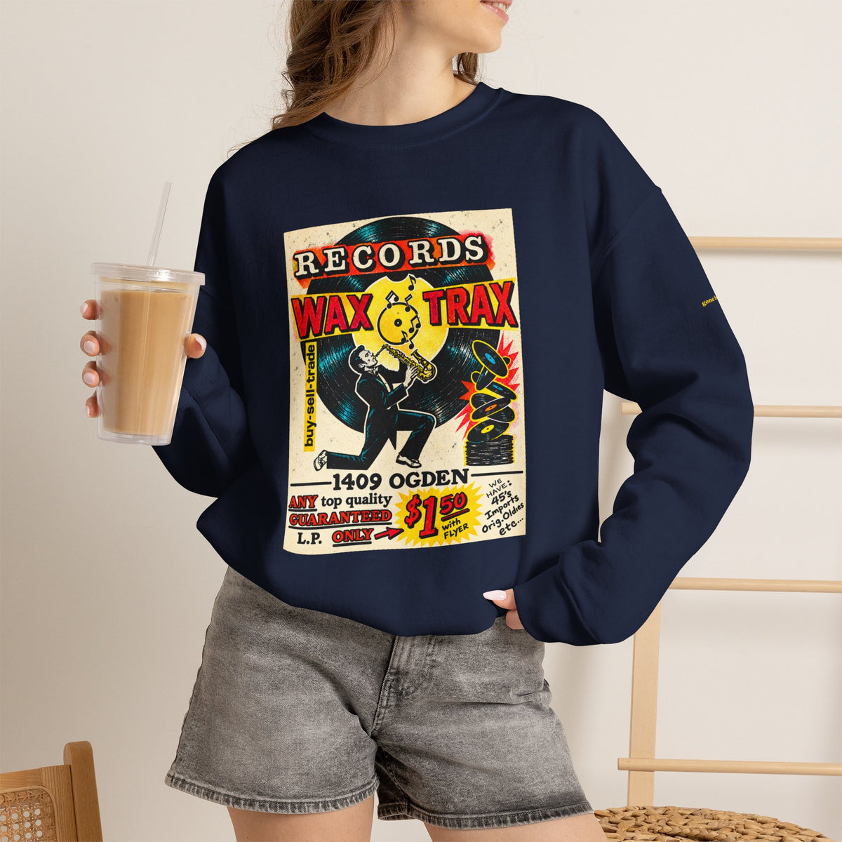 Wax Trax original old school flyer  | Native303 Sweatshirt