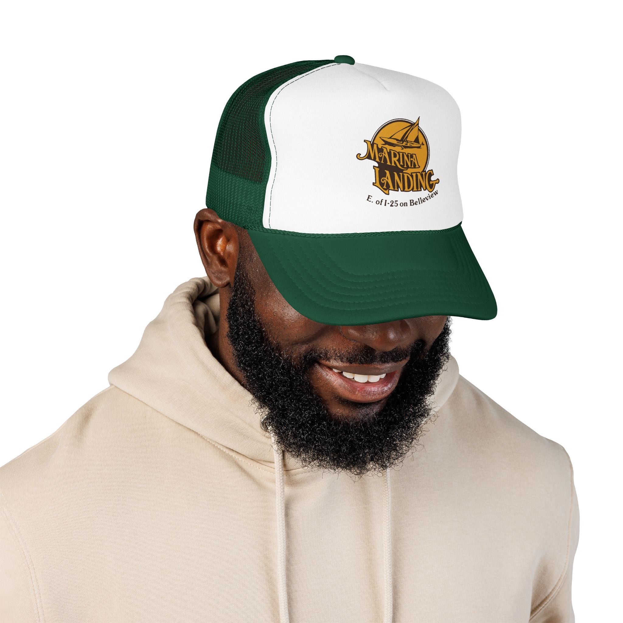 Marina Landing Trucker Hat — Vintage Sailboat Foam Cap