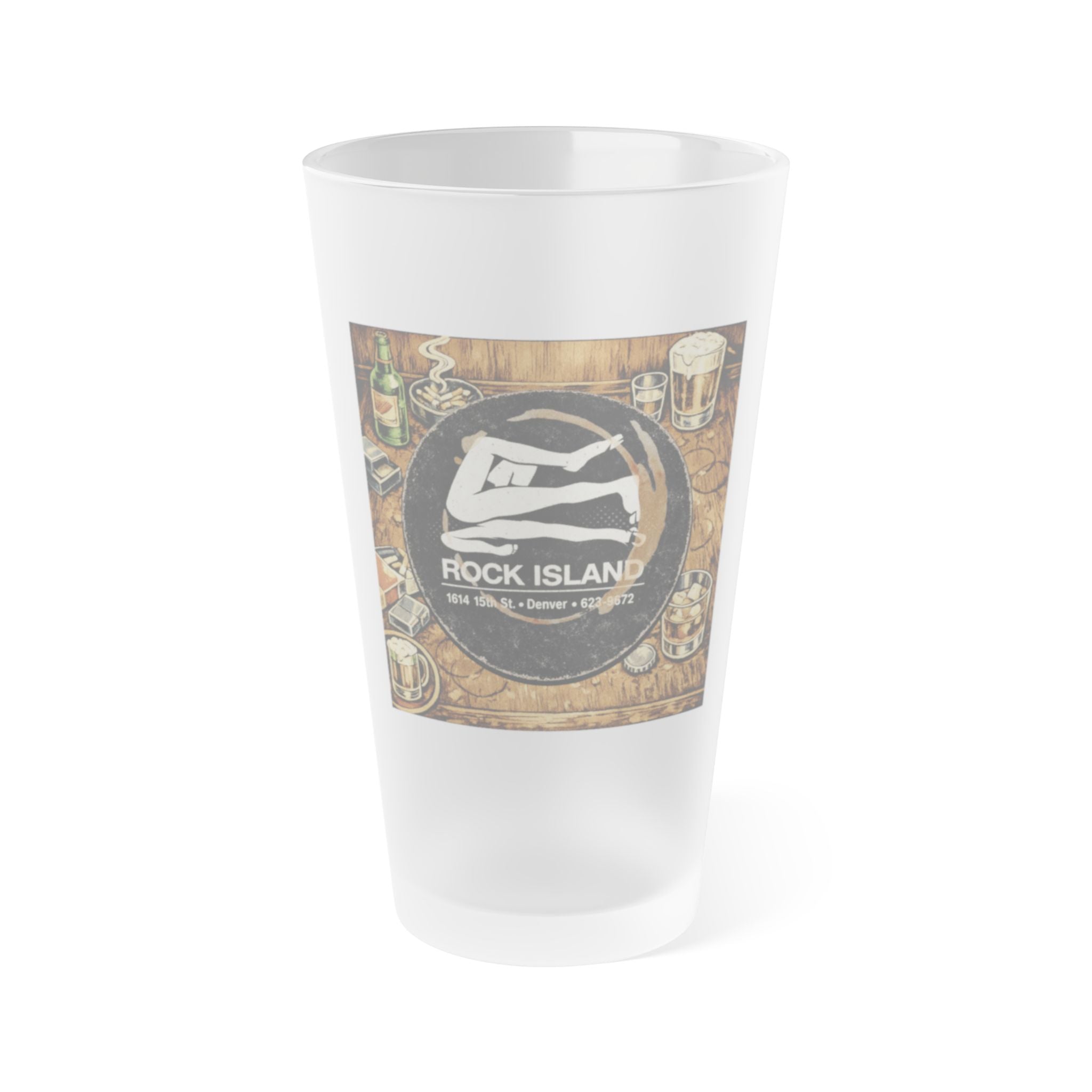 ROCK ISLAND - HAPPY HOUR | Frosted Pint Glass 16oz