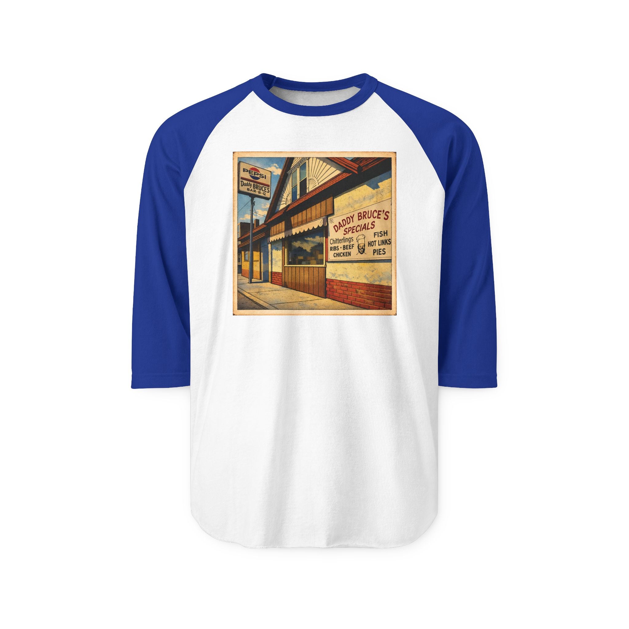 DADDY BRUCE'S BAR B Q | Retro Baseball Tee